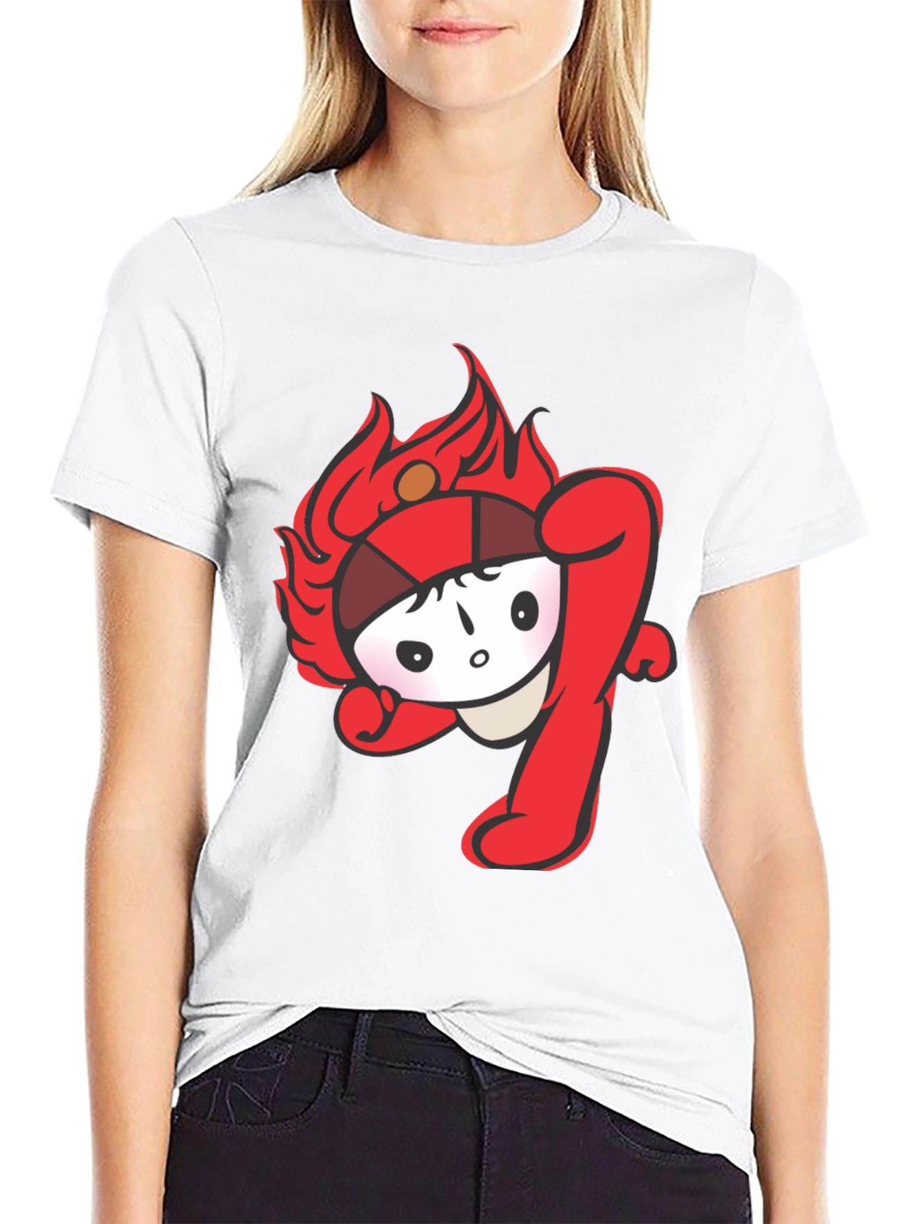 Fun Cartoon Graphic Tee - Black Cotton T-Shirt