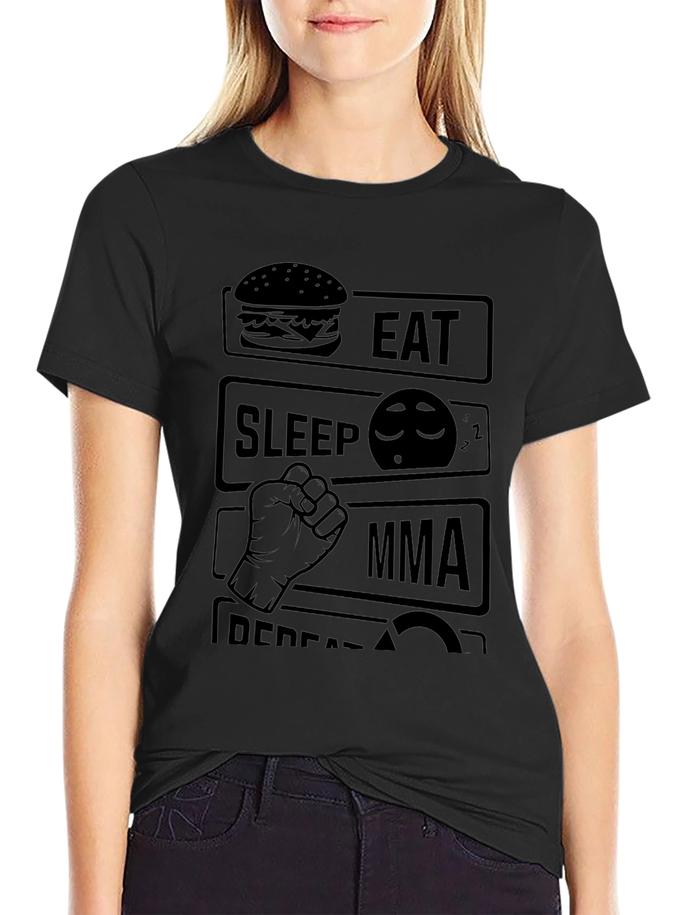 Eat Sleep MMA Repeat Black T-Shirt