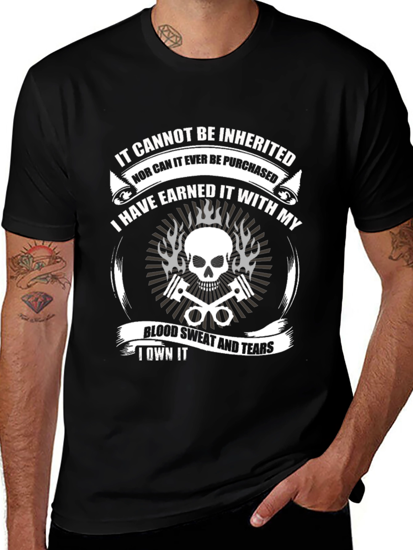 Earned It Skull & Pistons Graphic T-Shirt
