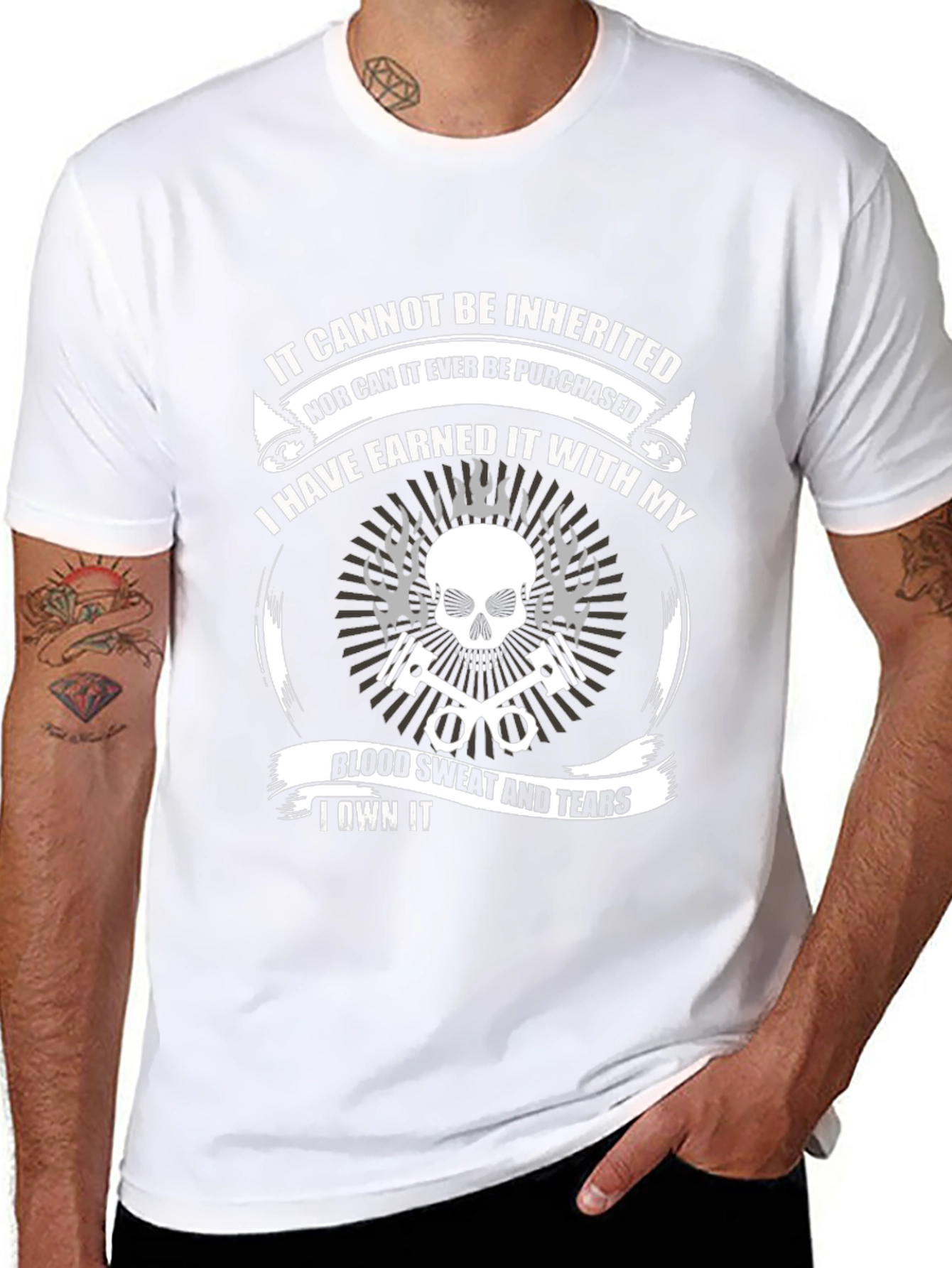Earned It Skull & Pistons Graphic T-Shirt
