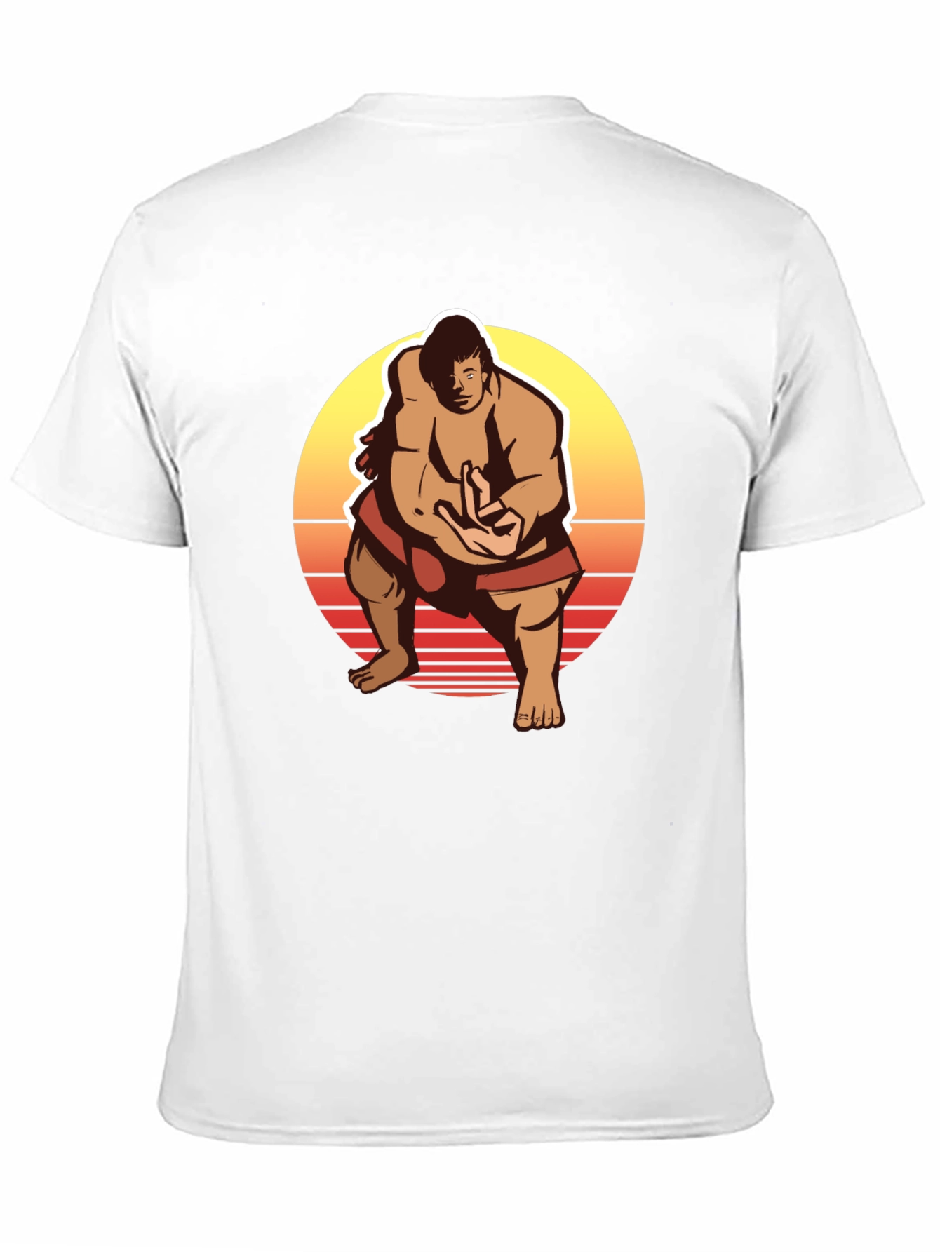 Retro Sumo Wrestler Graphic Tee - Black T-Shirt
