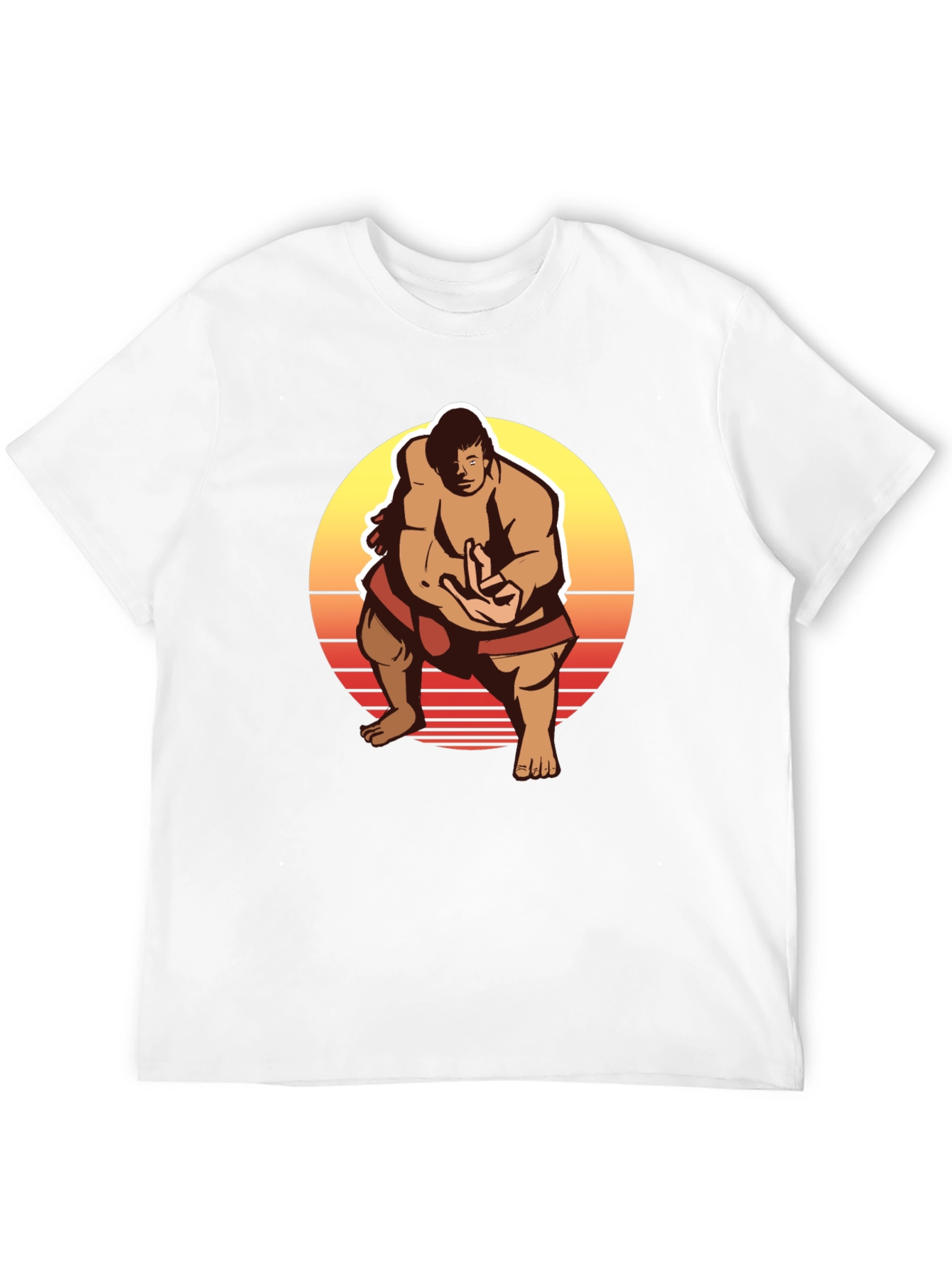 Retro Sumo Wrestler Graphic Tee - Black T-Shirt