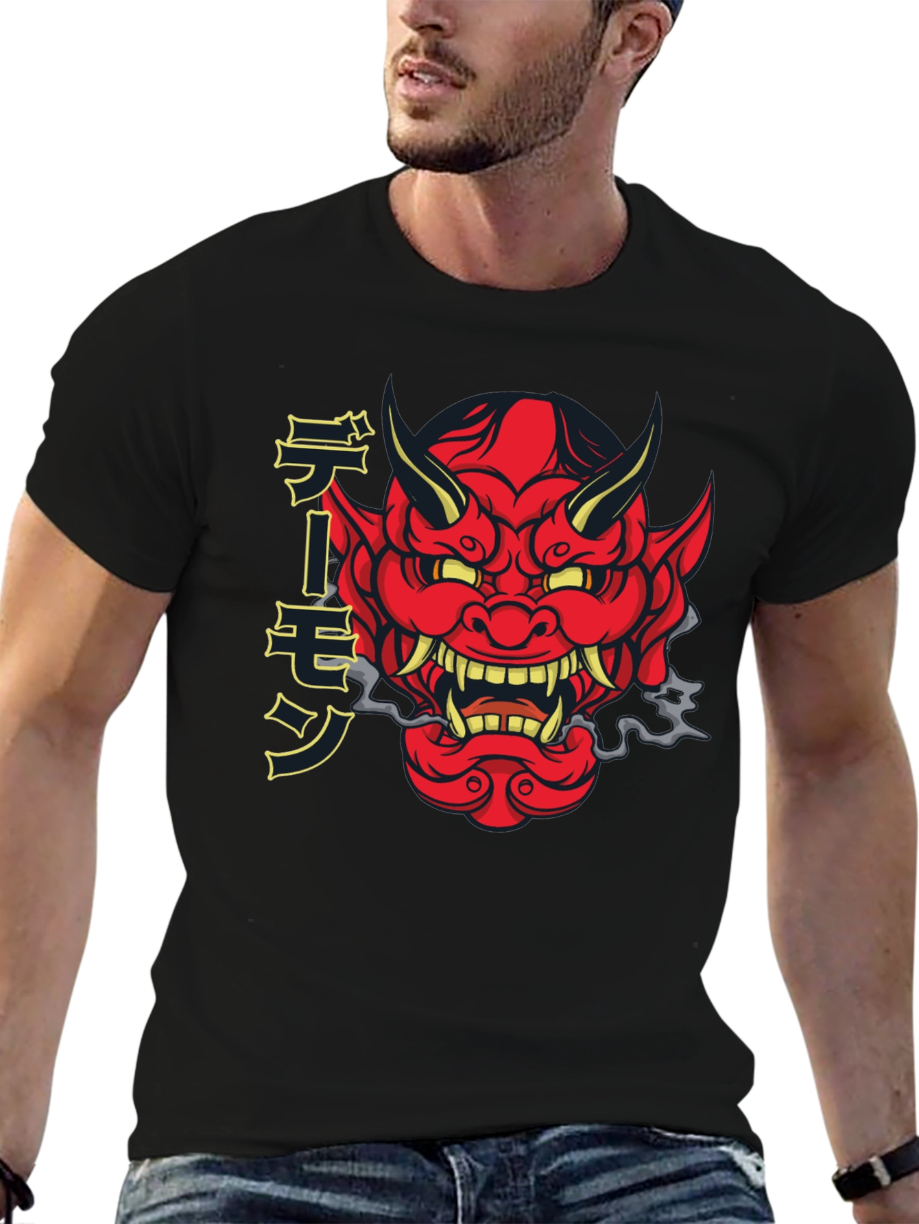 Japanese Oni Demon Graphic Black T-Shirt