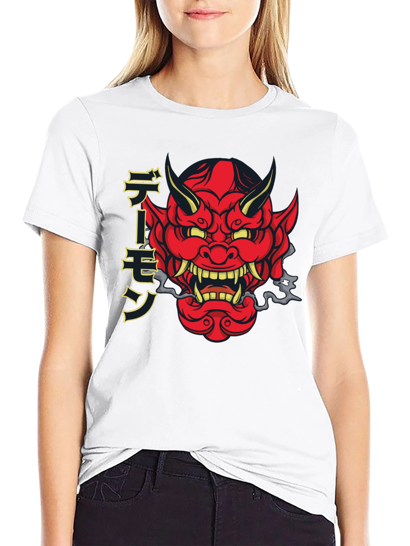 Japanese Oni Demon Graphic Black T-Shirt