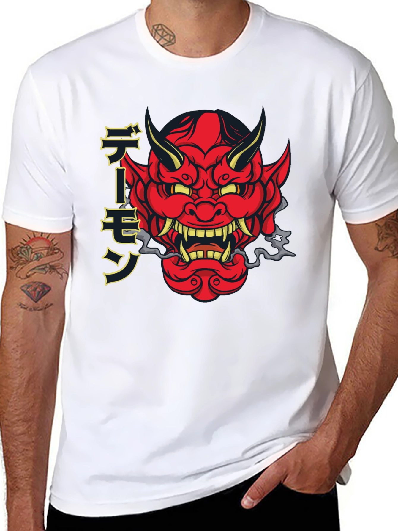 Japanese Oni Demon Graphic Black T-Shirt