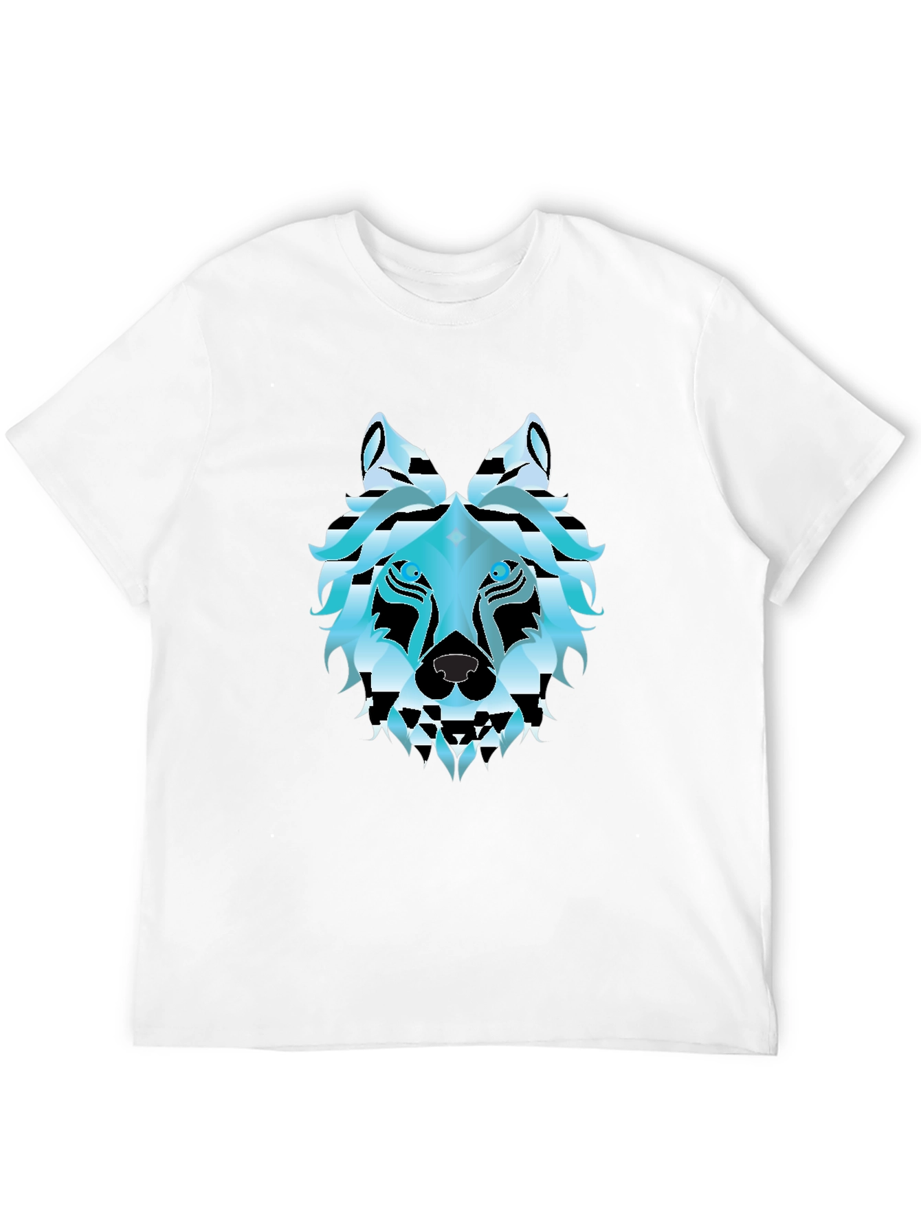 Geometric Wolf Graphic Tee - Stylish Black T-Shirt