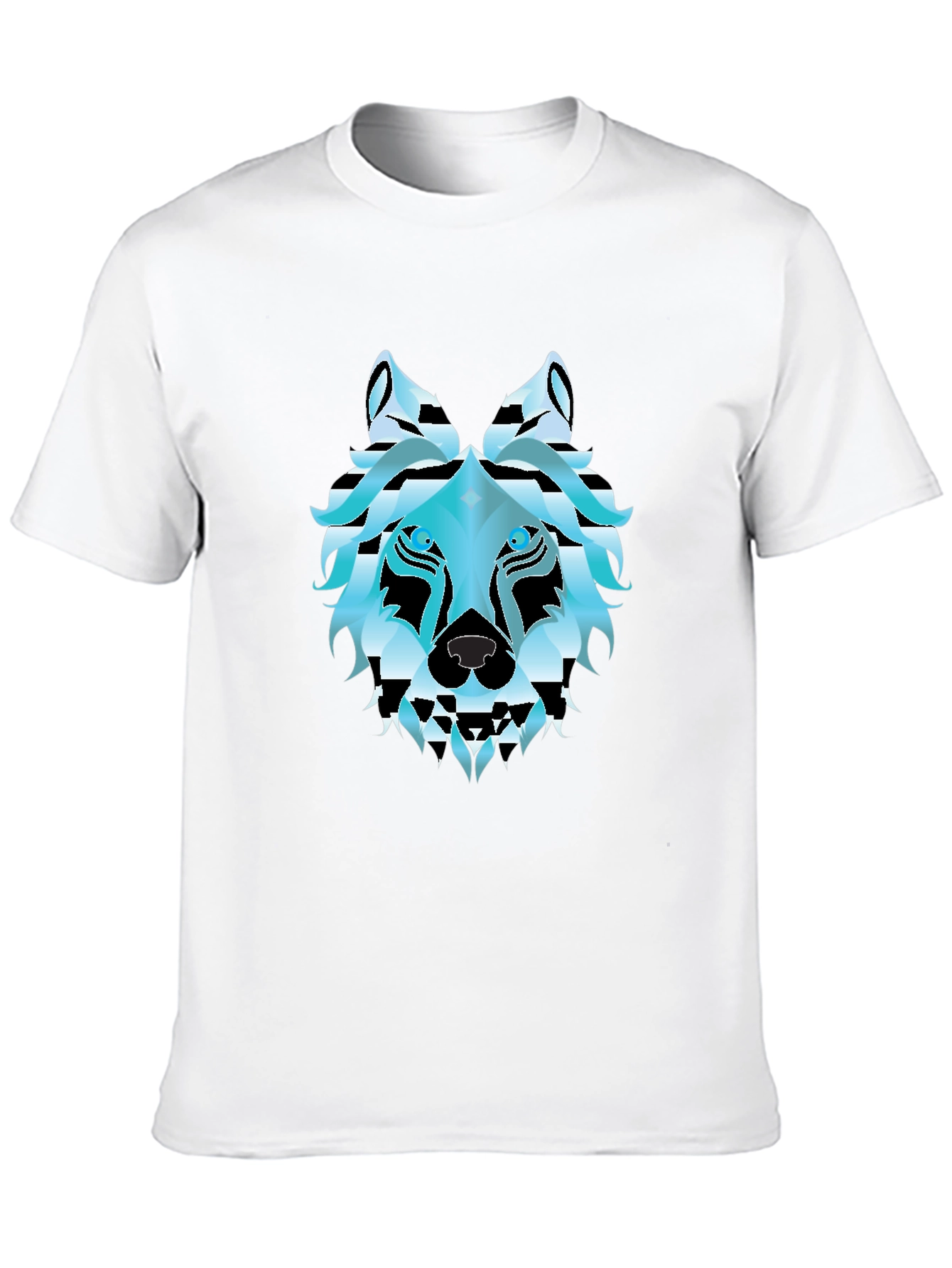 Geometric Wolf Graphic Tee - Stylish Black T-Shirt