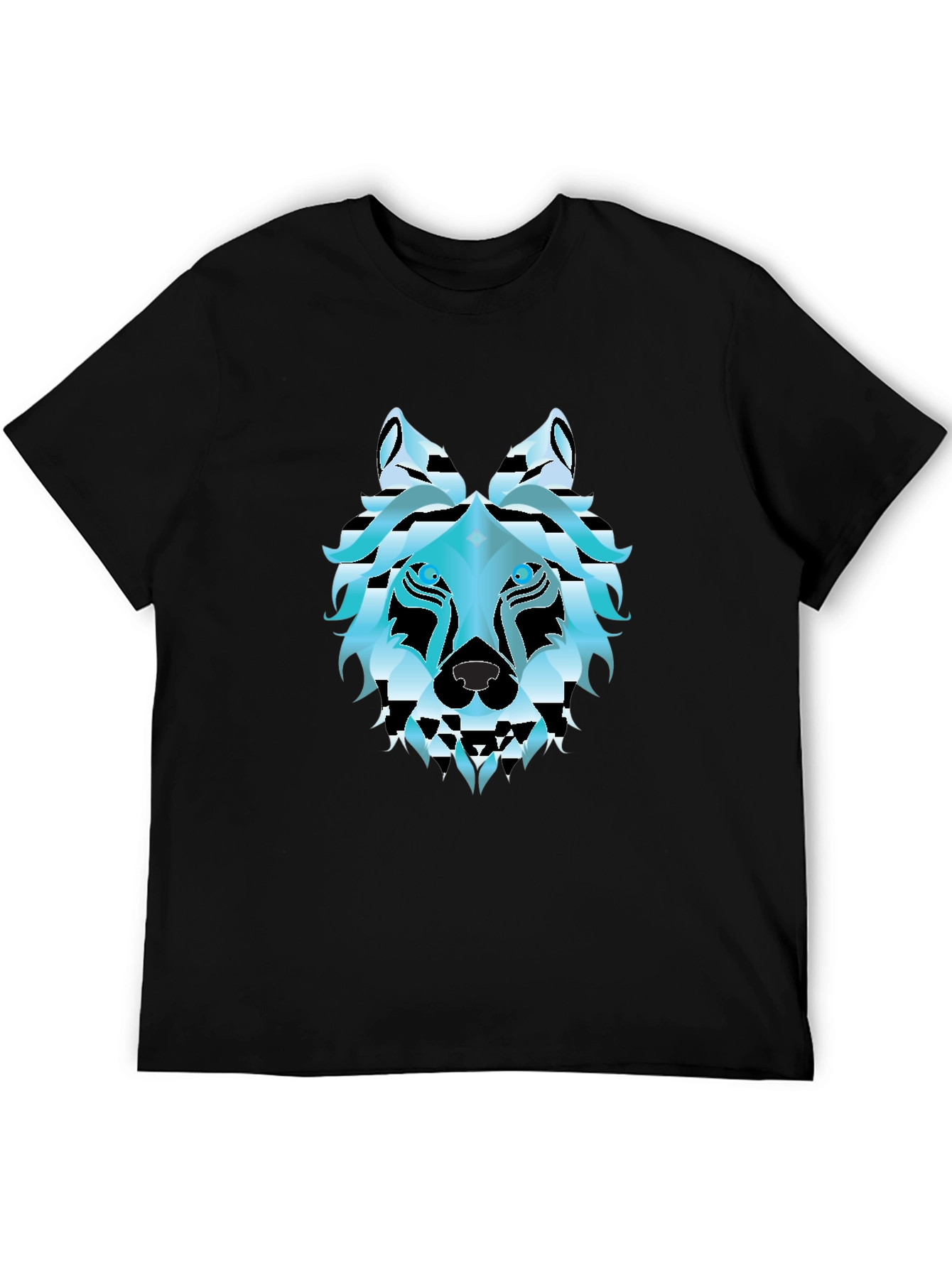 Geometric Wolf Graphic Tee - Stylish Black T-Shirt