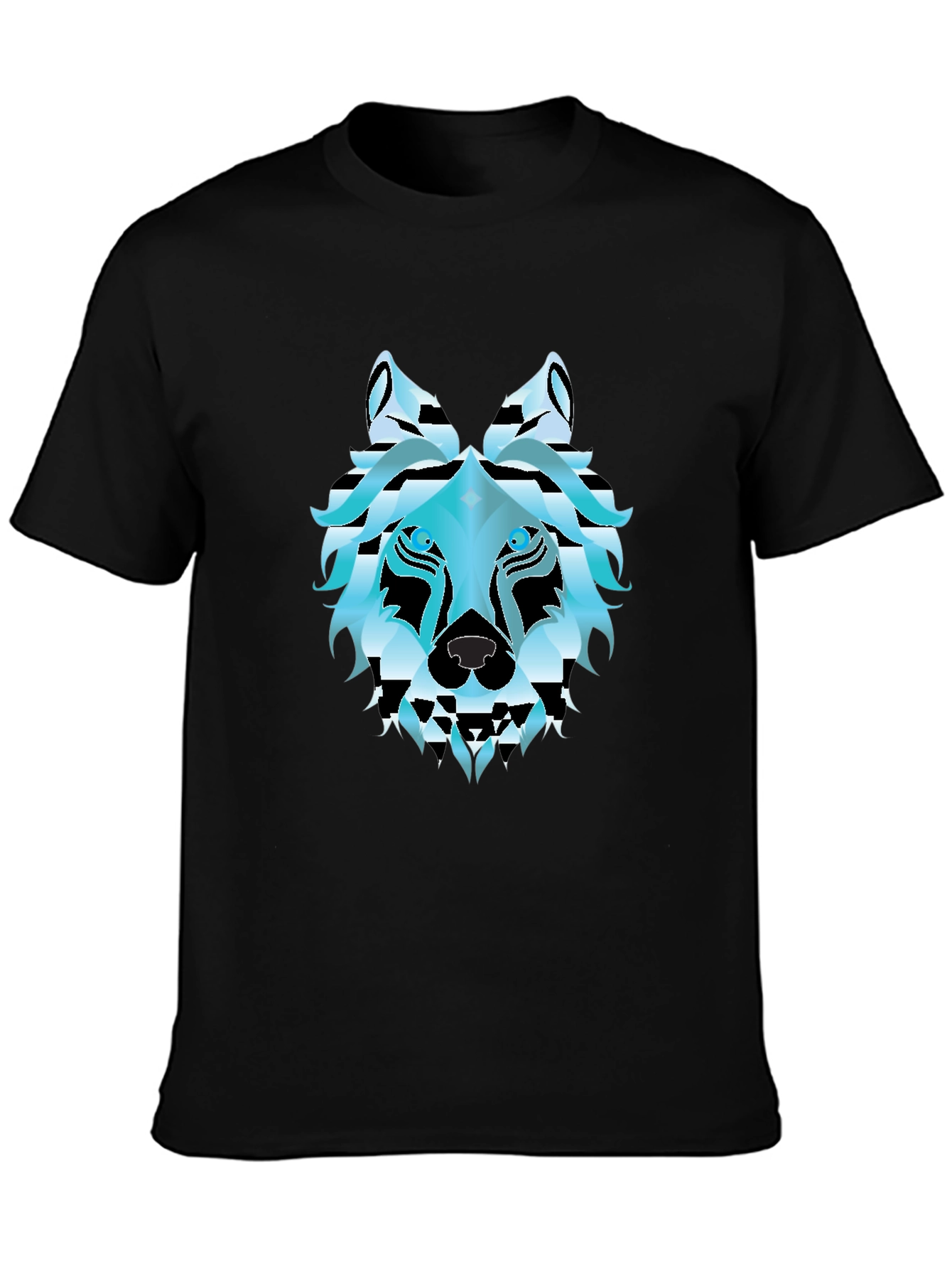 Geometric Wolf Graphic Tee - Stylish Black T-Shirt