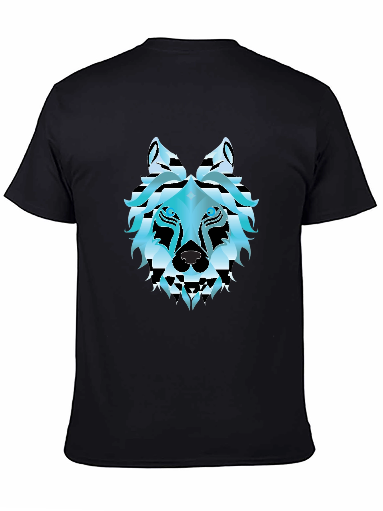 Geometric Wolf Graphic Tee - Stylish Black T-Shirt
