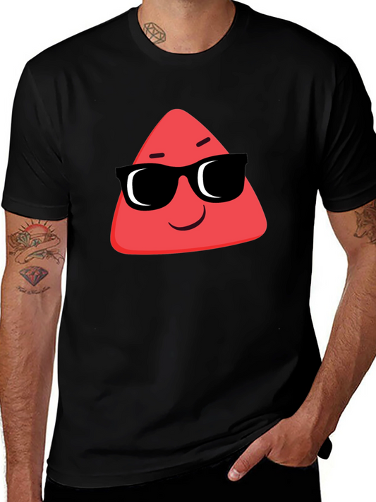 Cool Red Triangle Graphic Black T-Shirt