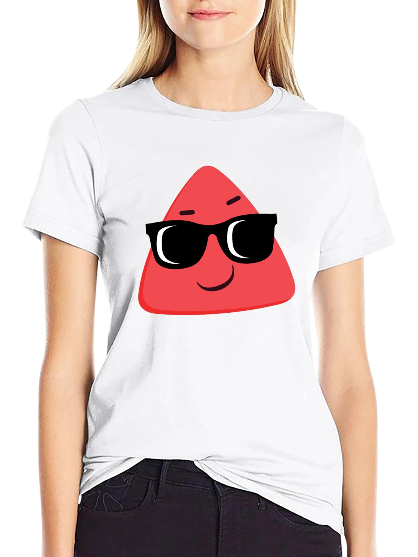Cool Red Triangle Graphic Black T-Shirt