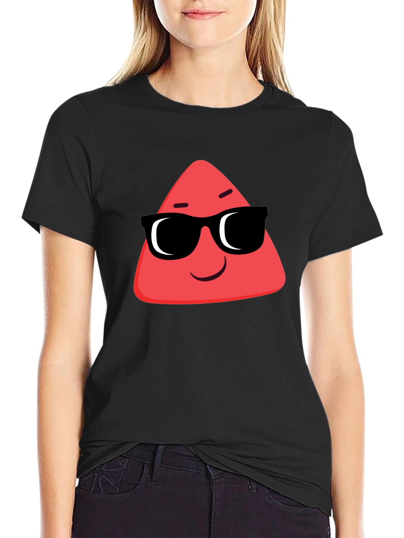 Cool Red Triangle Graphic Black T-Shirt