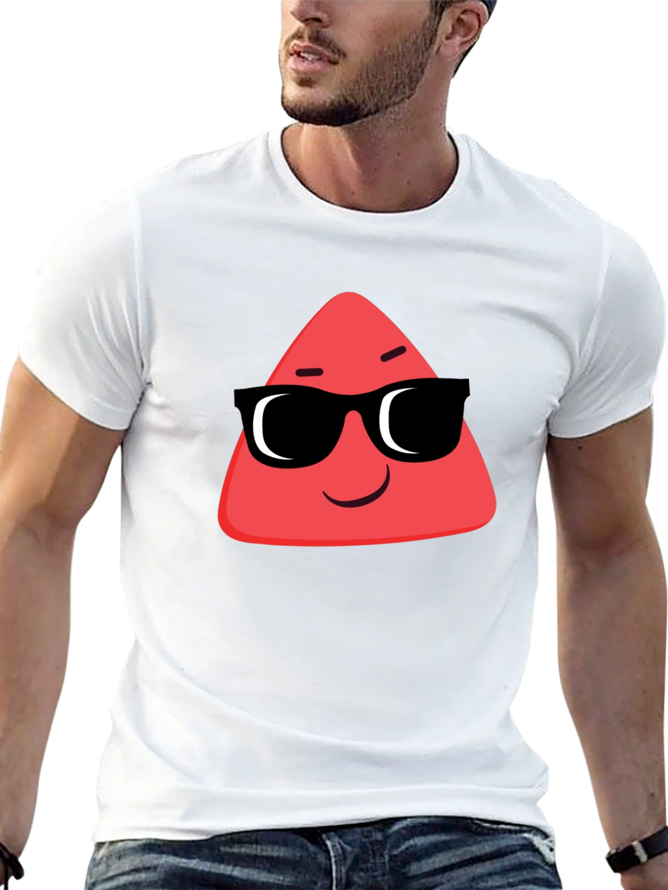 Cool Red Triangle Graphic Black T-Shirt