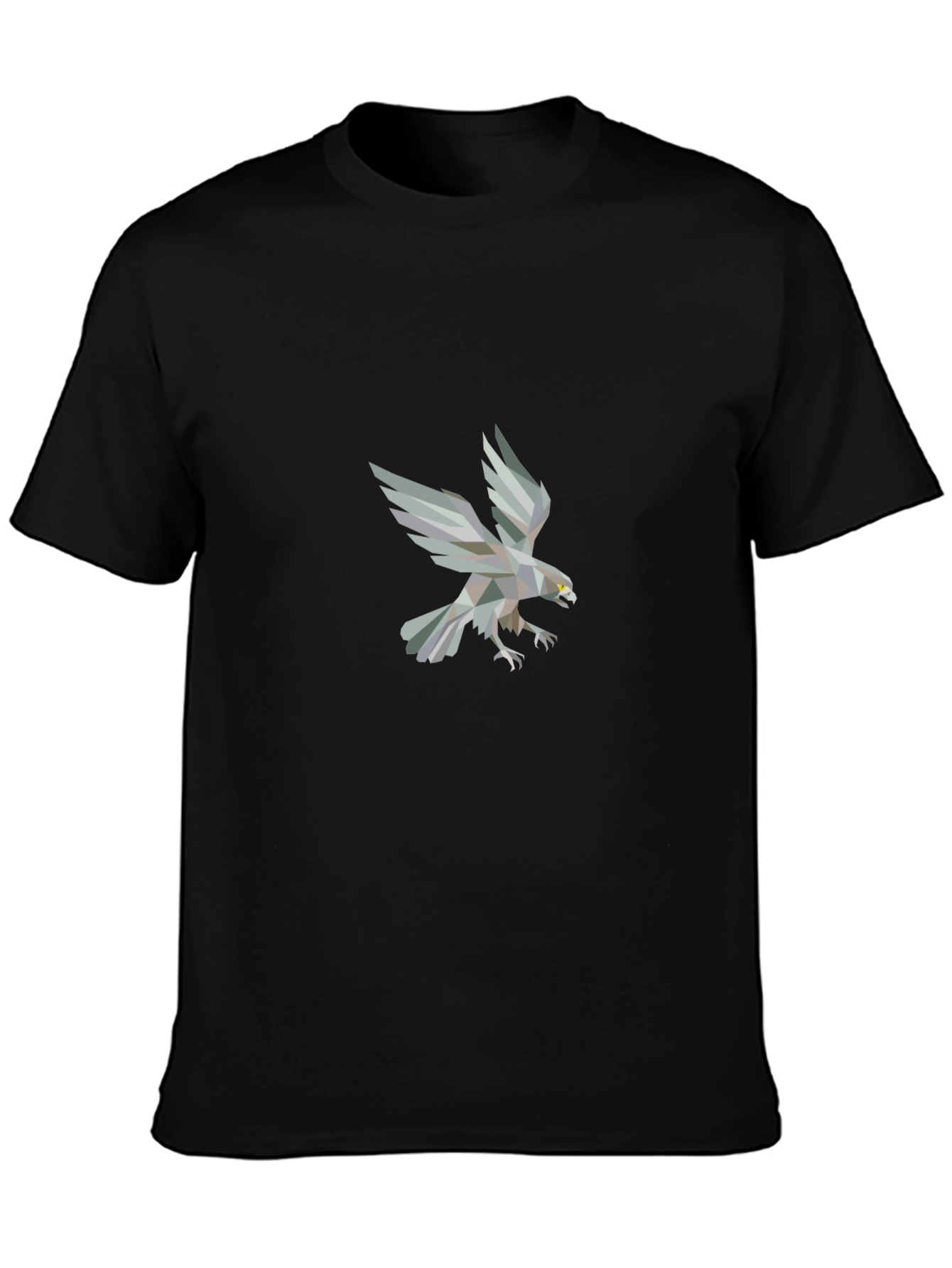 Geometric Eagle Print Black T-Shirt