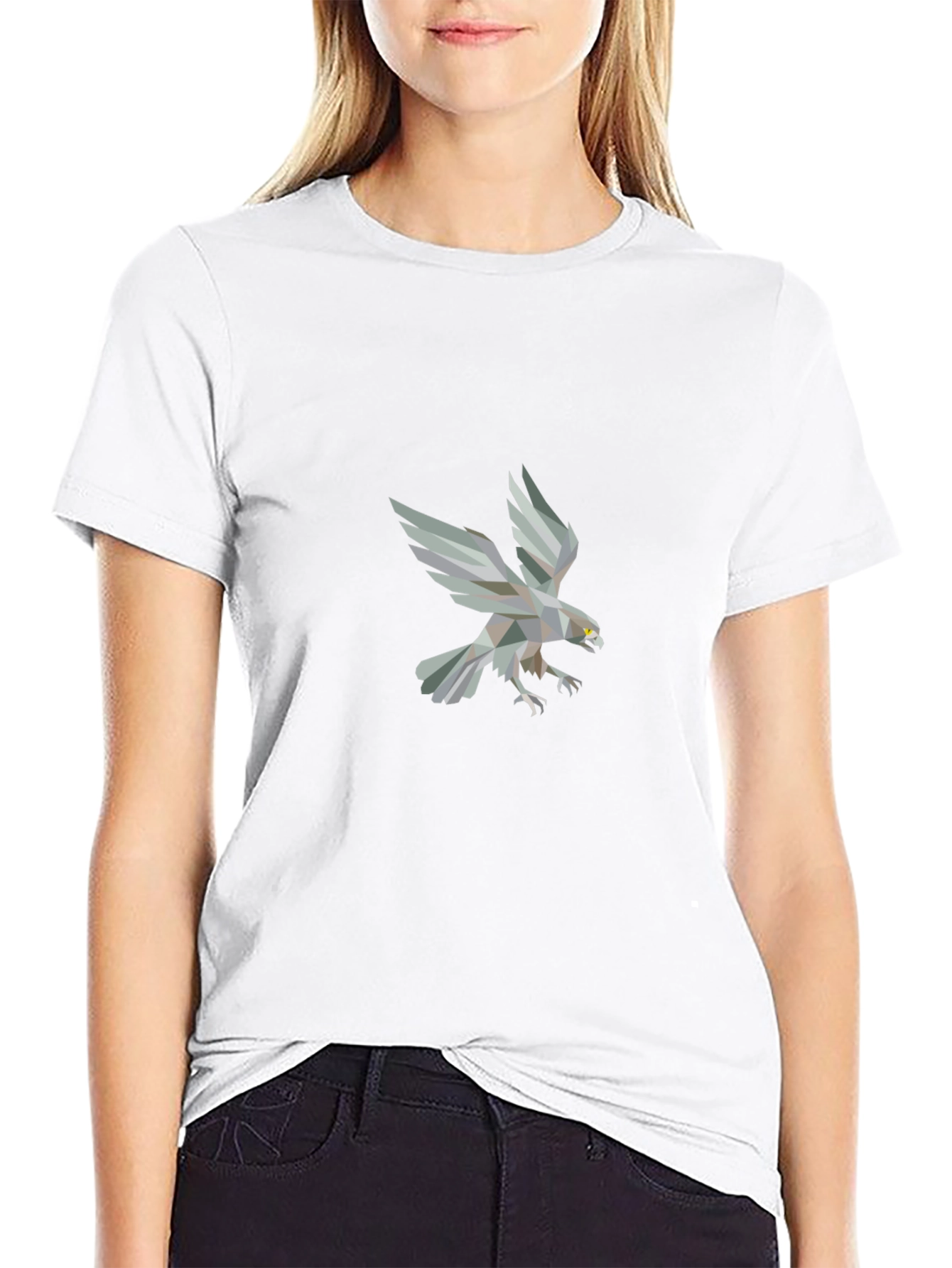 Geometric Eagle Print Black T-Shirt