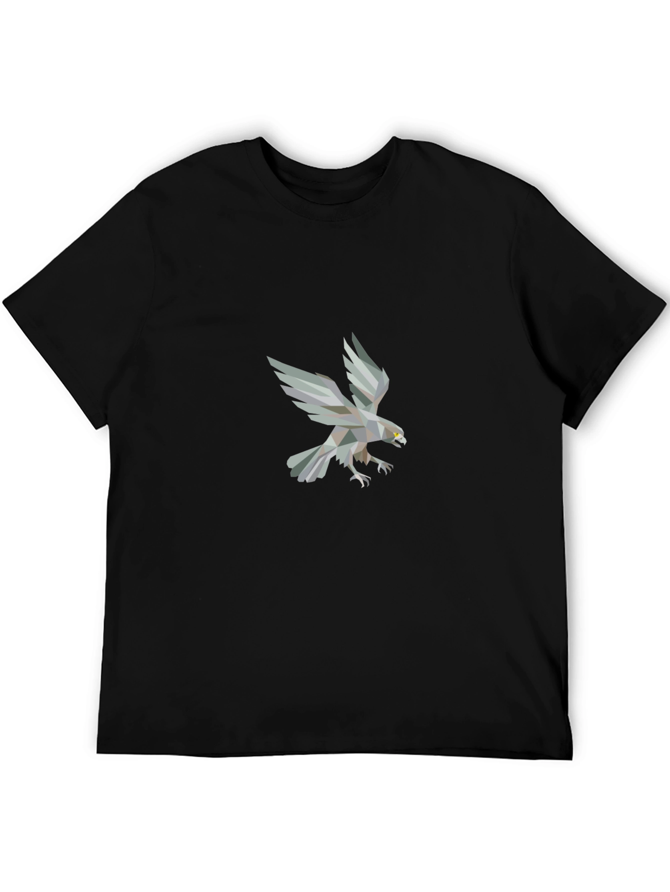 Geometric Eagle Print Black T-Shirt