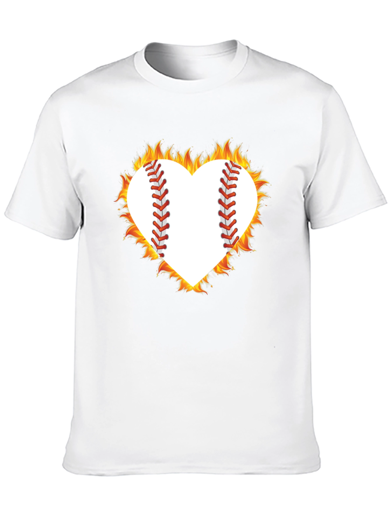 Fiery Baseball Heart Graphic Tee