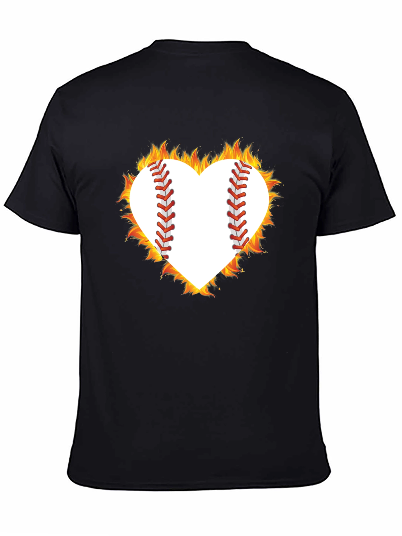 Fiery Baseball Heart Graphic Tee