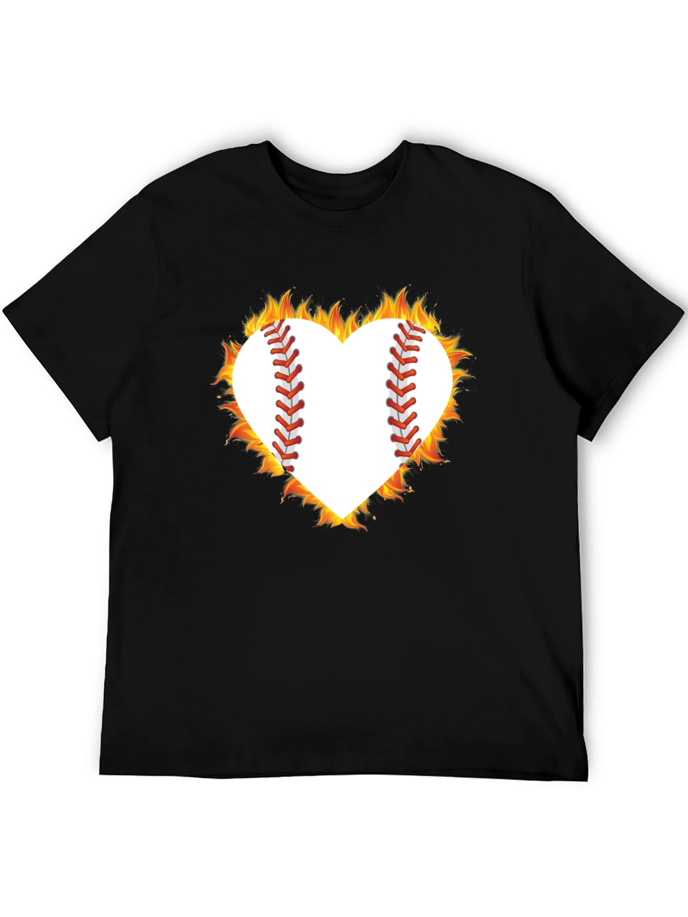 Fiery Baseball Heart Graphic Tee