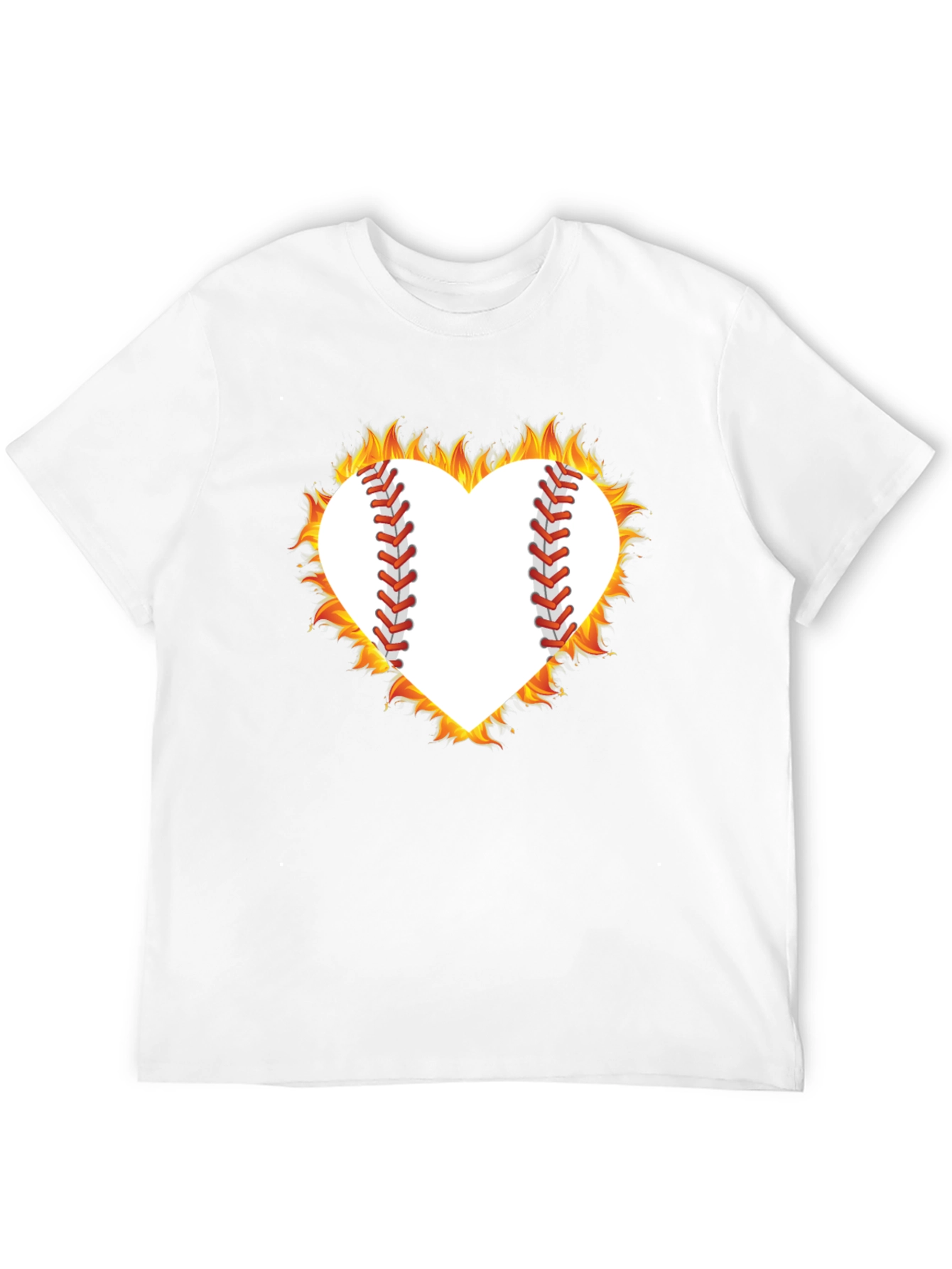 Fiery Baseball Heart Graphic Tee