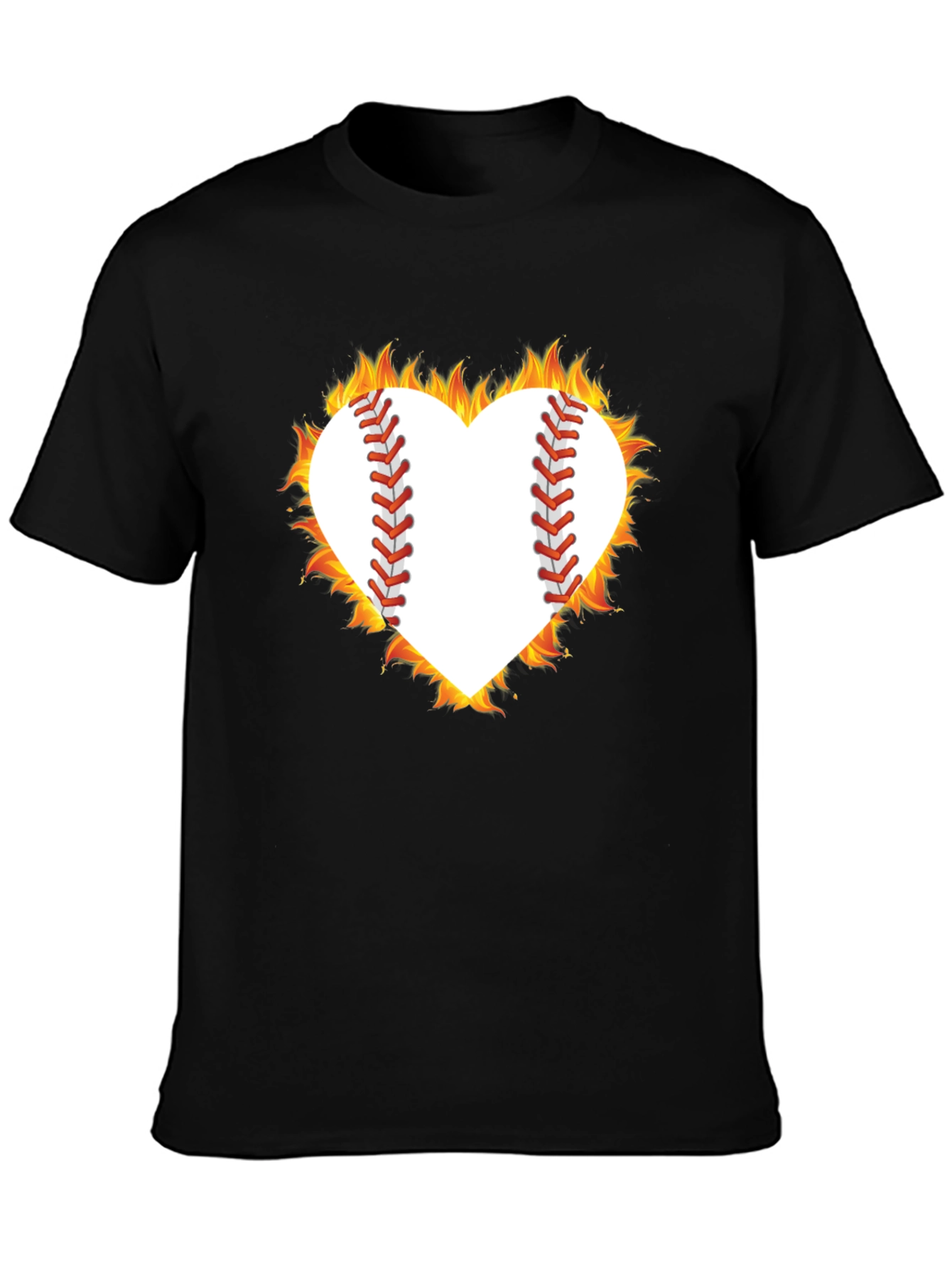 Fiery Baseball Heart Graphic Tee