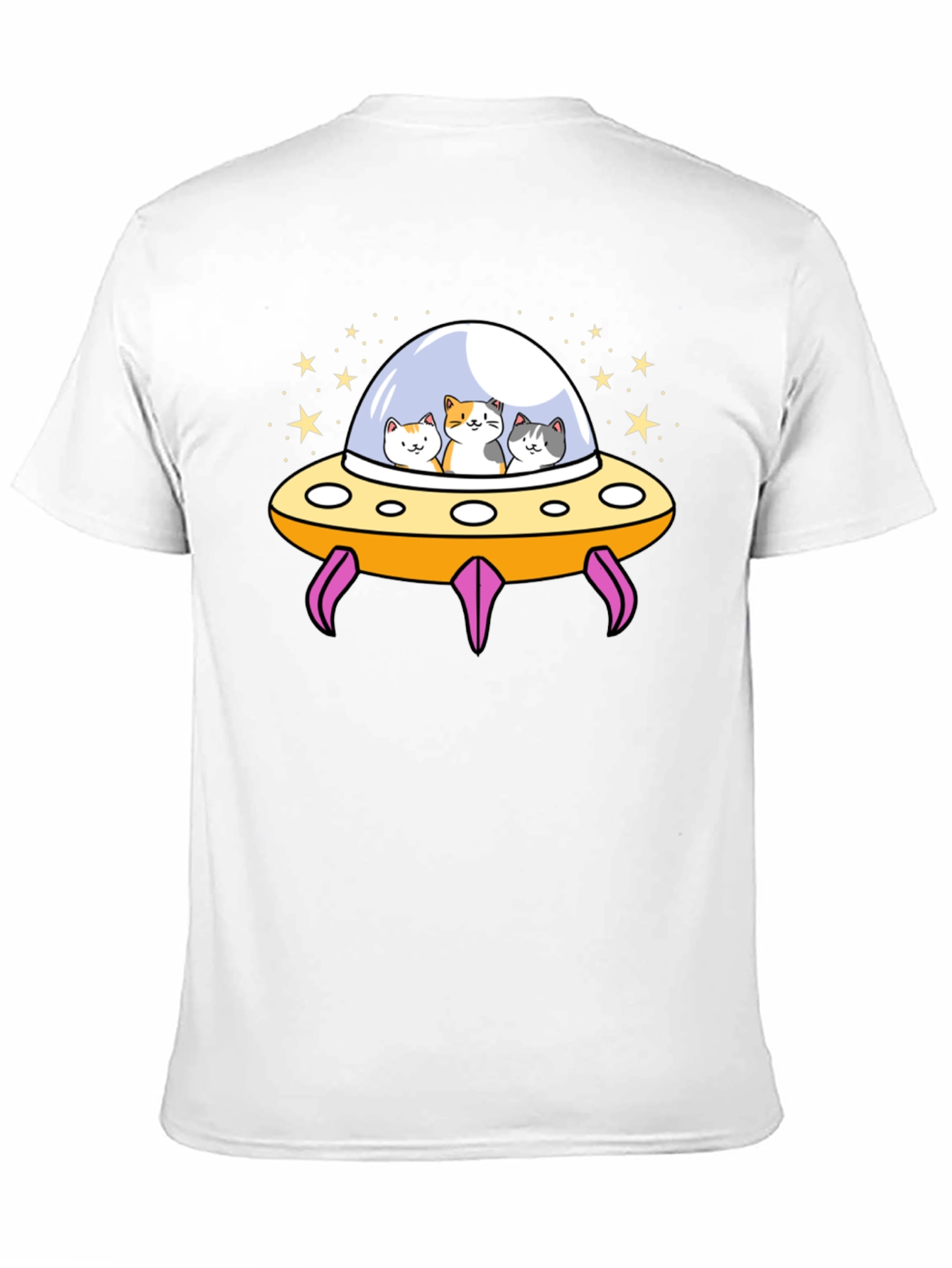 Cats in UFO T-Shirt - Black Graphic Tee