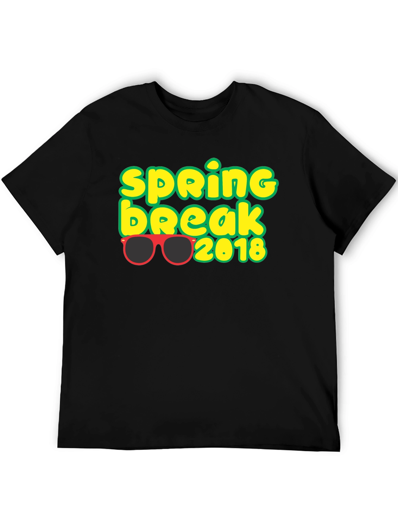 Spring Break 2018 T-Shirt with Sunglasses Graphic Black