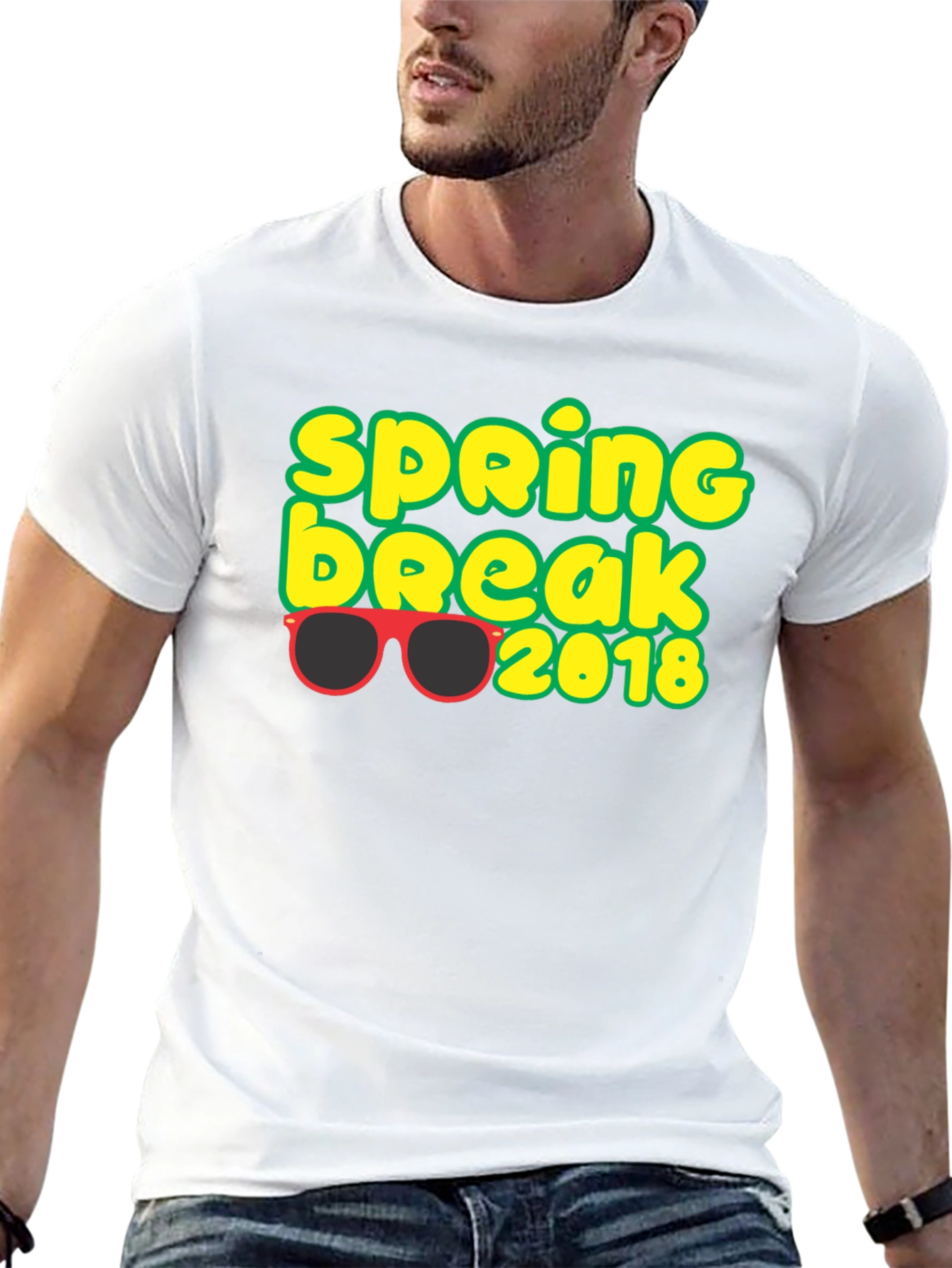 Spring Break 2018 T-Shirt with Sunglasses Graphic Black