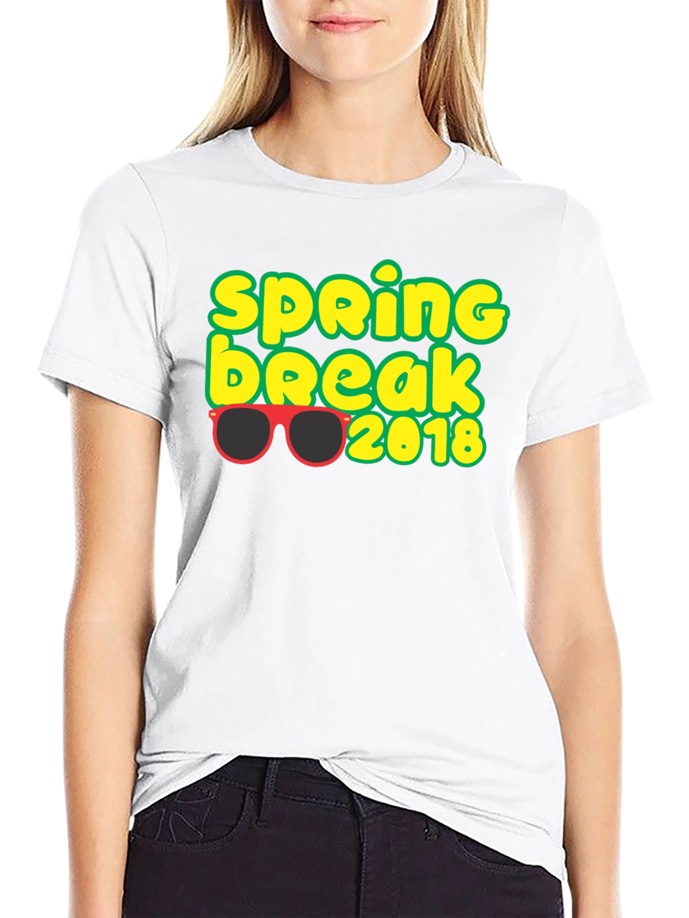Spring Break 2018 T-Shirt with Sunglasses Graphic Black