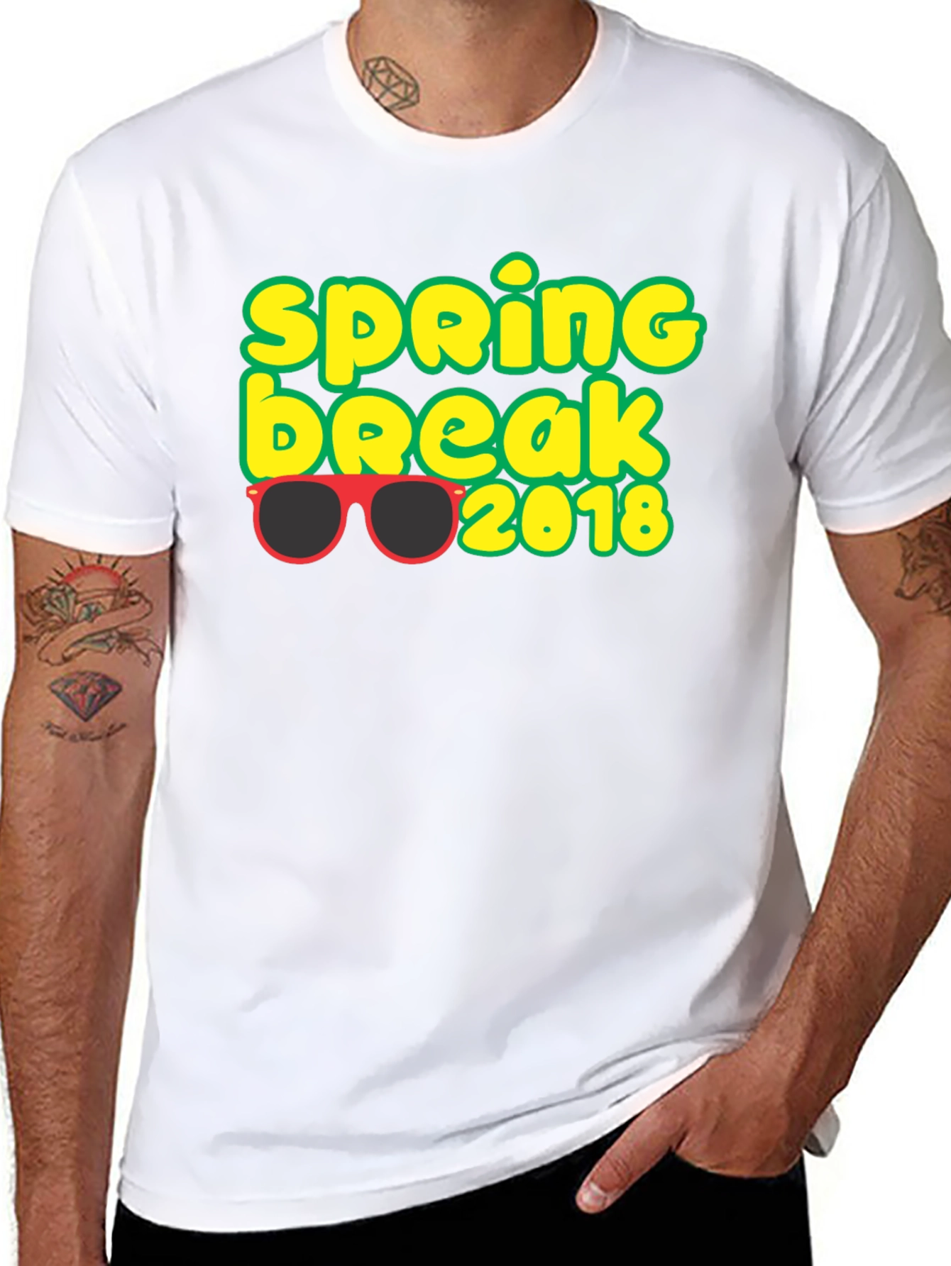 Spring Break 2018 T-Shirt with Sunglasses Graphic Black