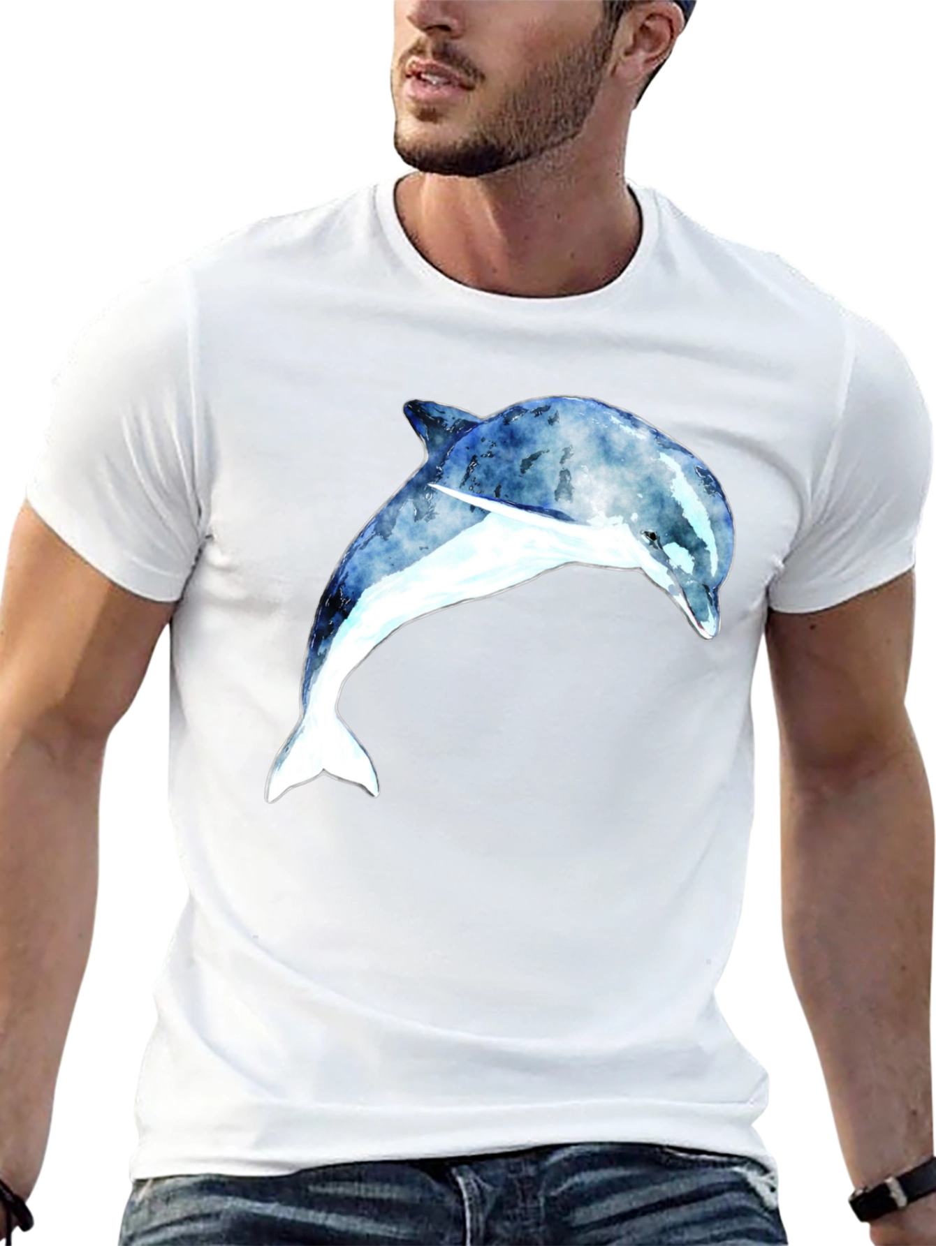 Dolphin Graphic Tee - Black Cotton Blend