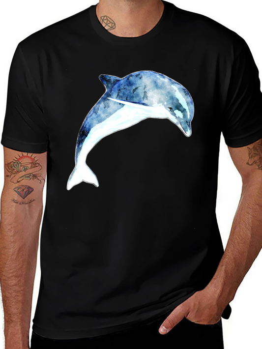 Dolphin Graphic Tee - Black Cotton Blend