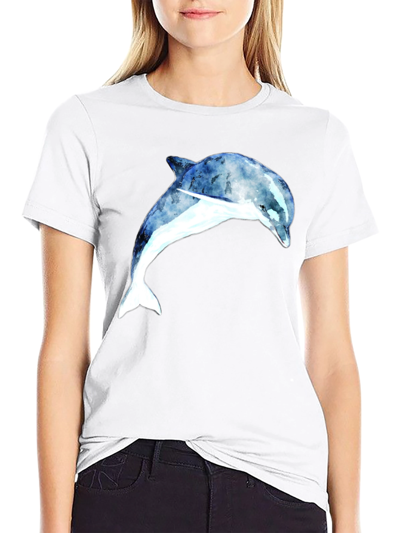 Dolphin Graphic Tee - Black Cotton Blend