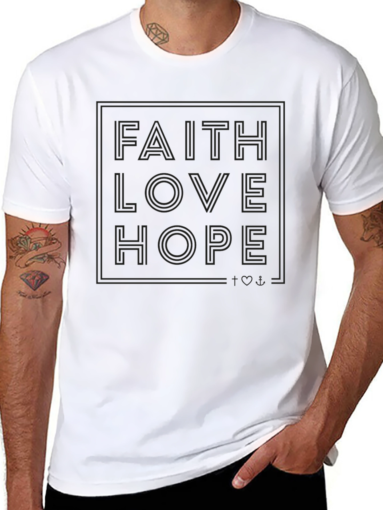 Faith Love Hope Graphic Tee - Black