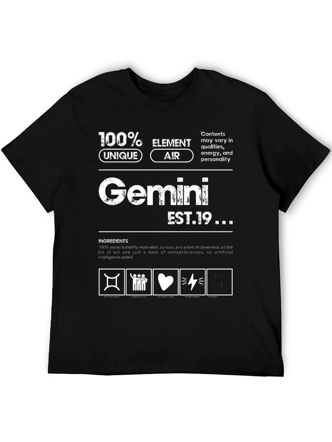 Gemini Zodiac T-Shirt: Unique Air Element Birthday Gift