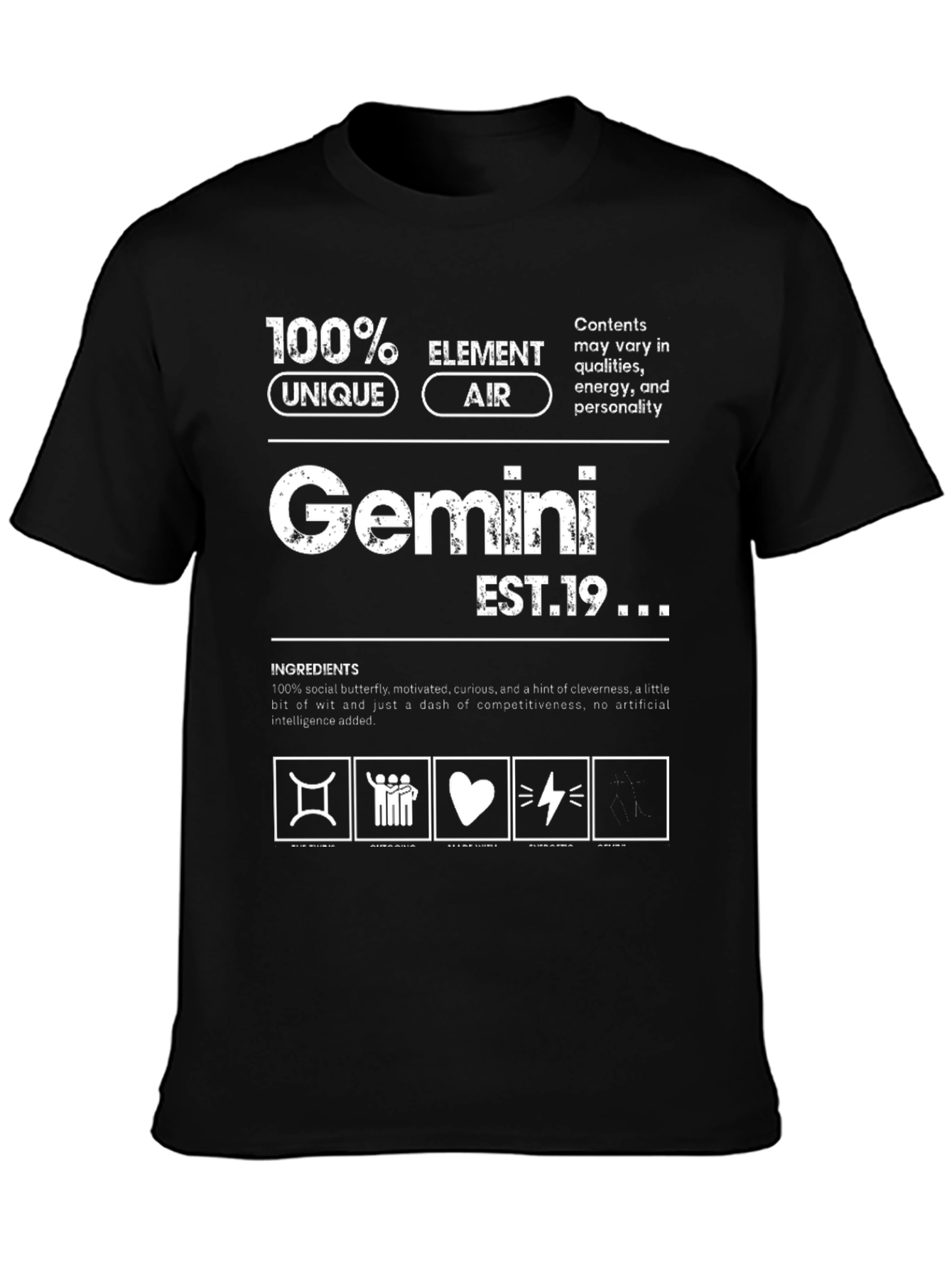 Gemini Zodiac T-Shirt: Unique Air Element Birthday Gift