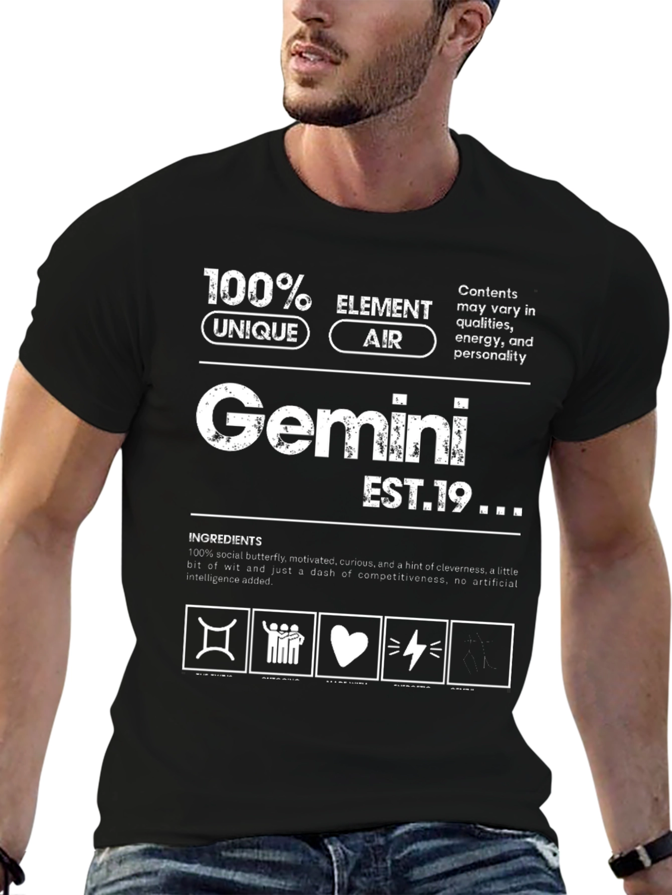 Gemini Zodiac T-Shirt: Unique Air Element Birthday Gift