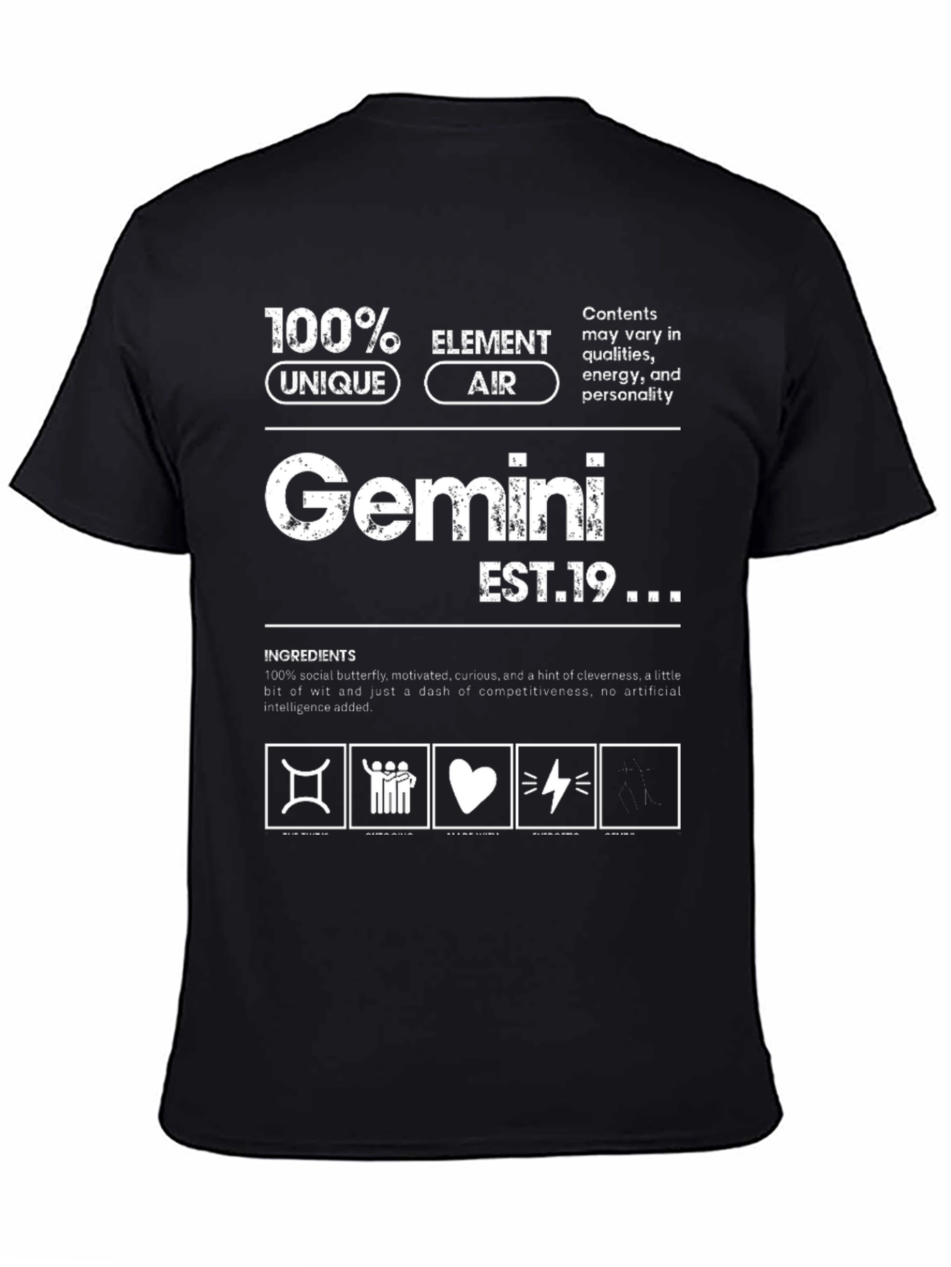 Gemini Zodiac T-Shirt: Unique Air Element Birthday Gift