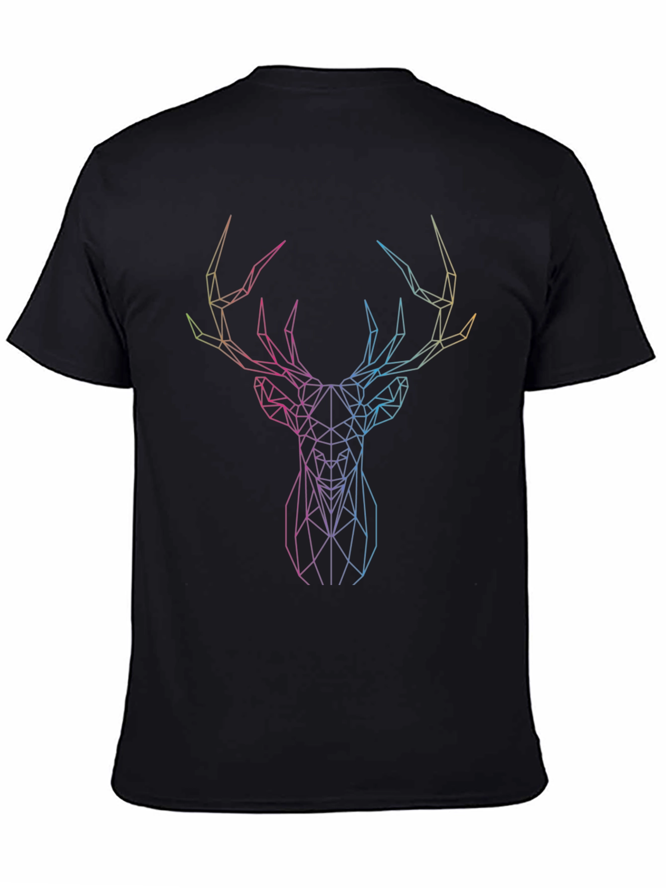 Geometric Deer Graphic Tee - Sleek Black Shirt