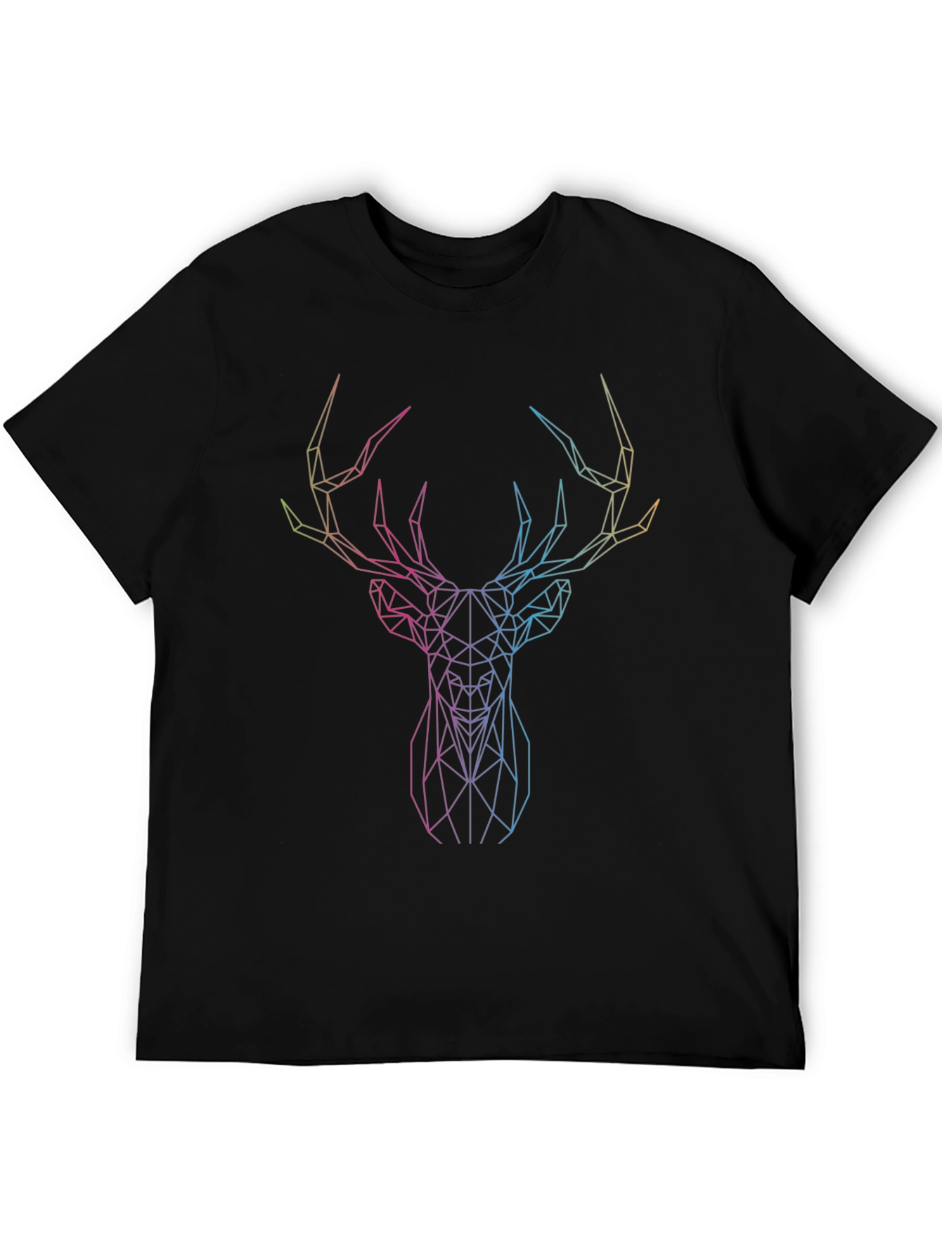 Geometric Deer Graphic Tee - Sleek Black Shirt
