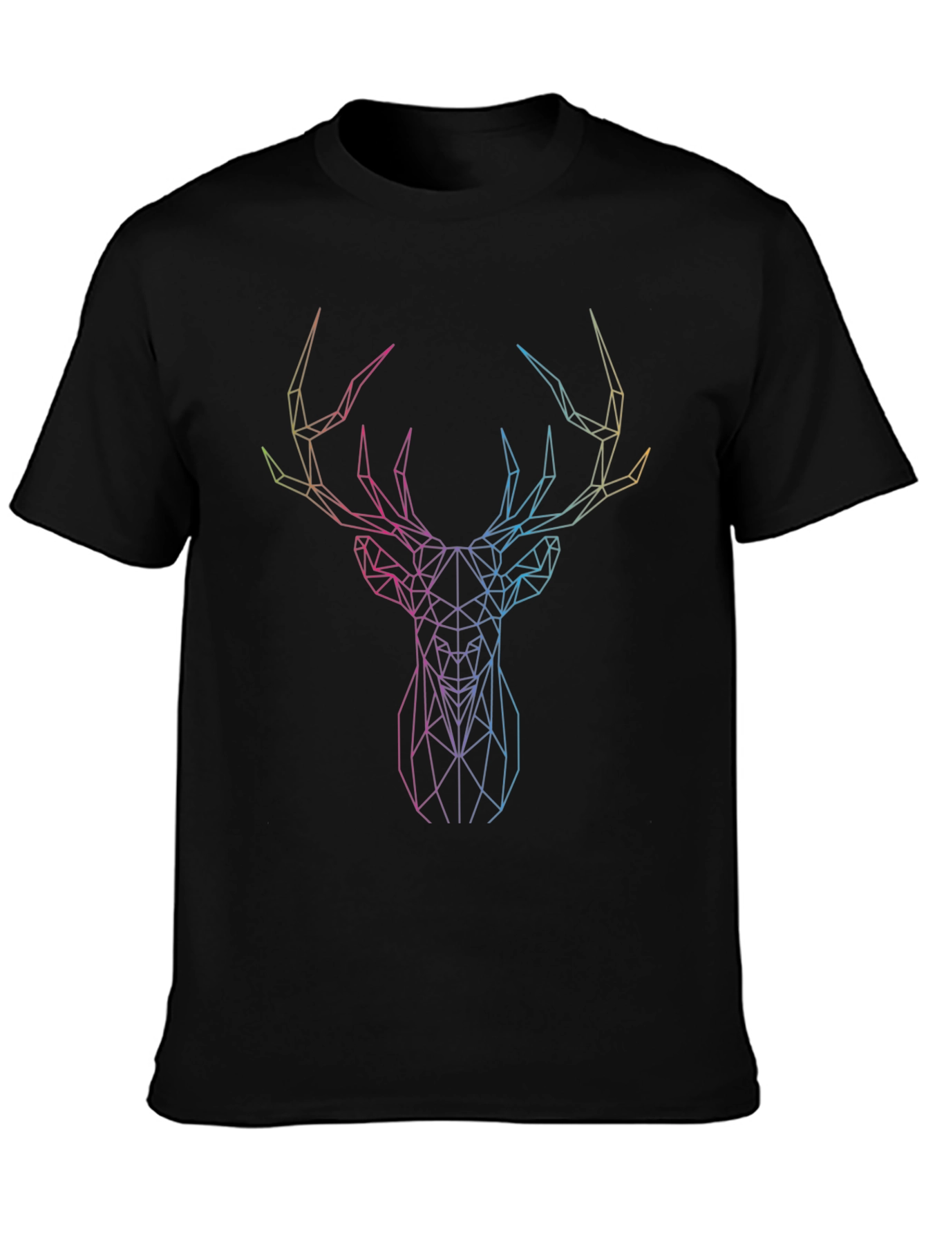Geometric Deer Graphic Tee - Sleek Black Shirt