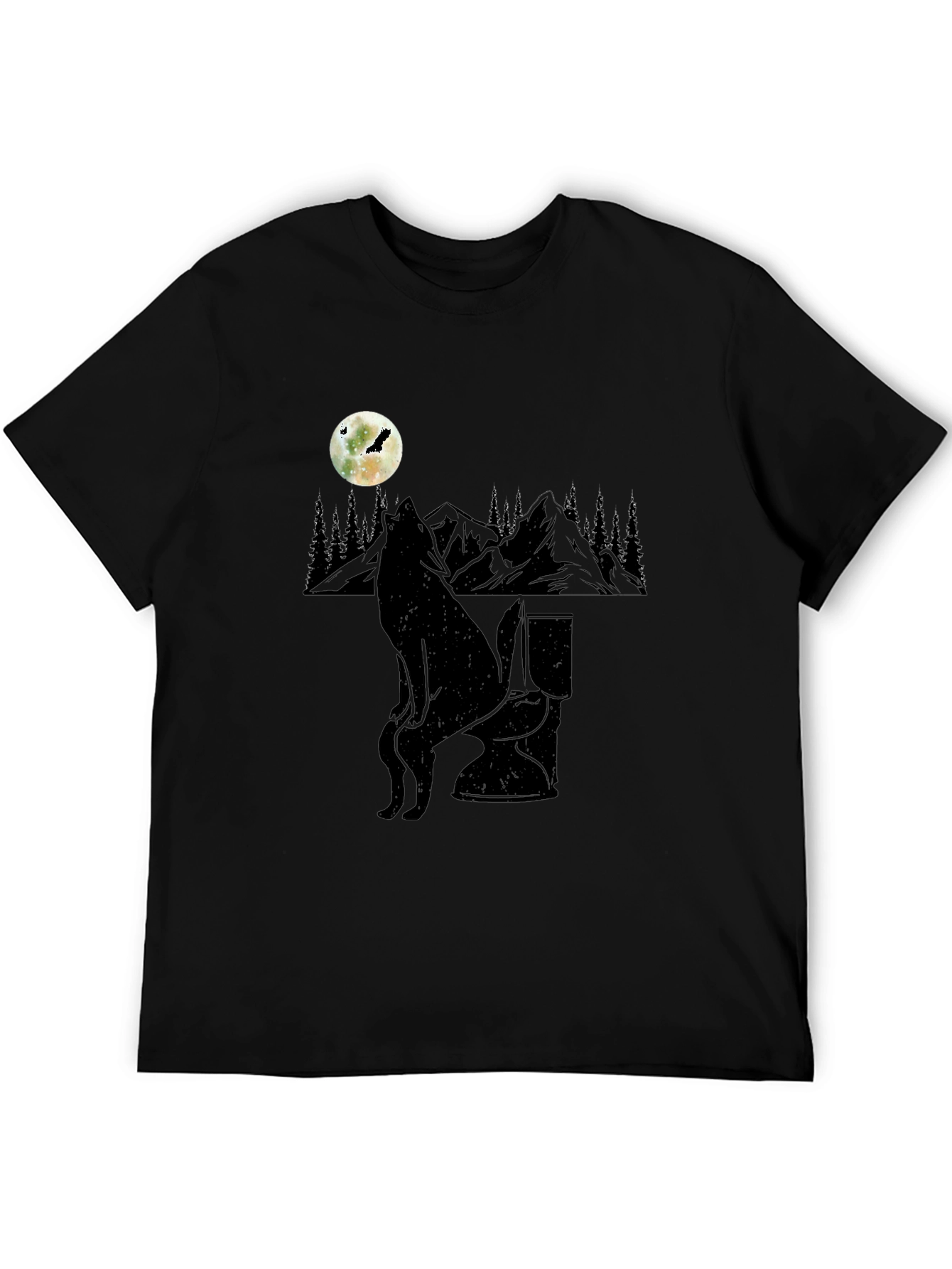 Wolf on Toilet T-Shirt - Moonlit Humor