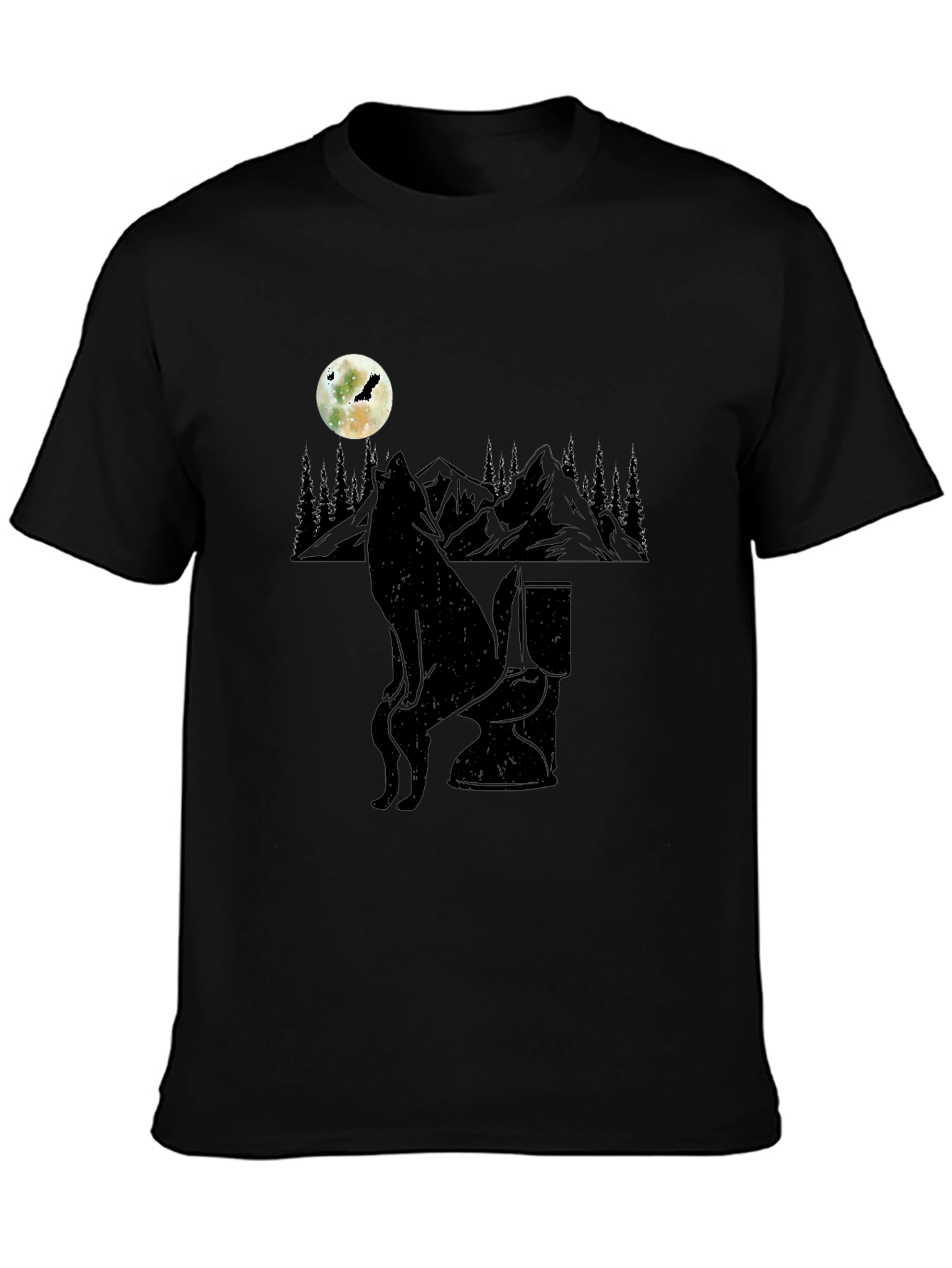 Wolf on Toilet T-Shirt - Moonlit Humor