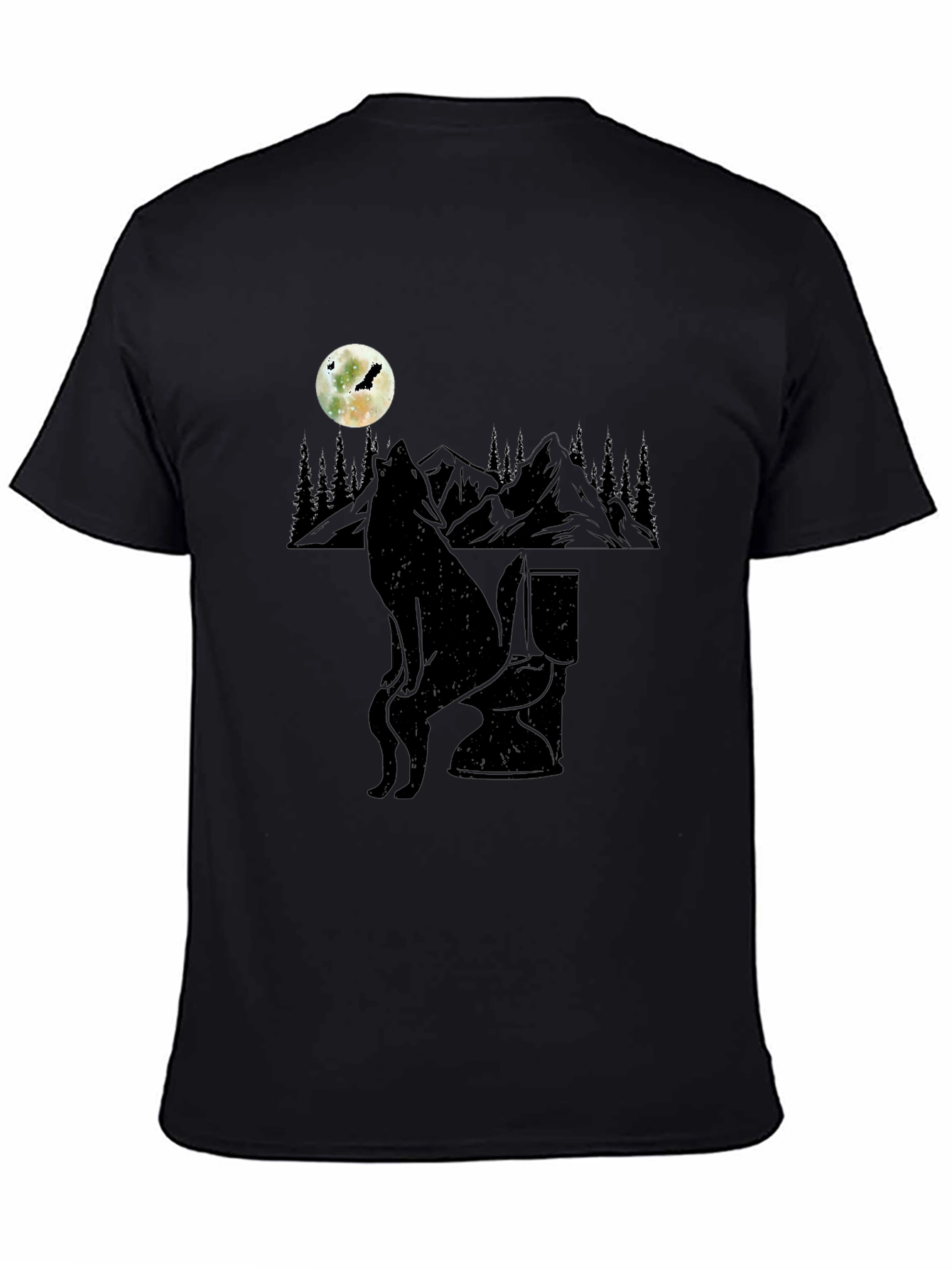 Wolf on Toilet T-Shirt - Moonlit Humor