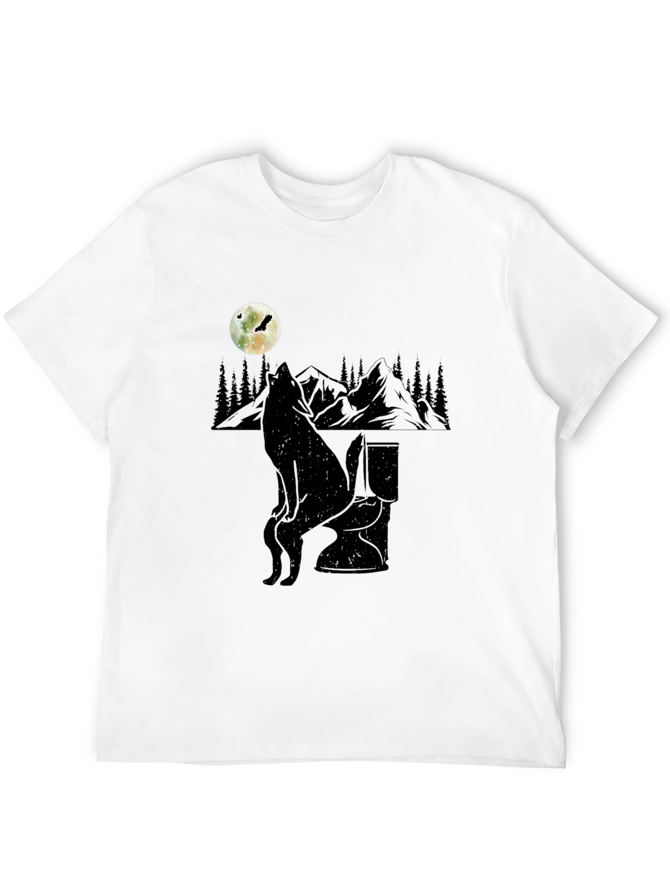 Wolf on Toilet T-Shirt - Moonlit Humor