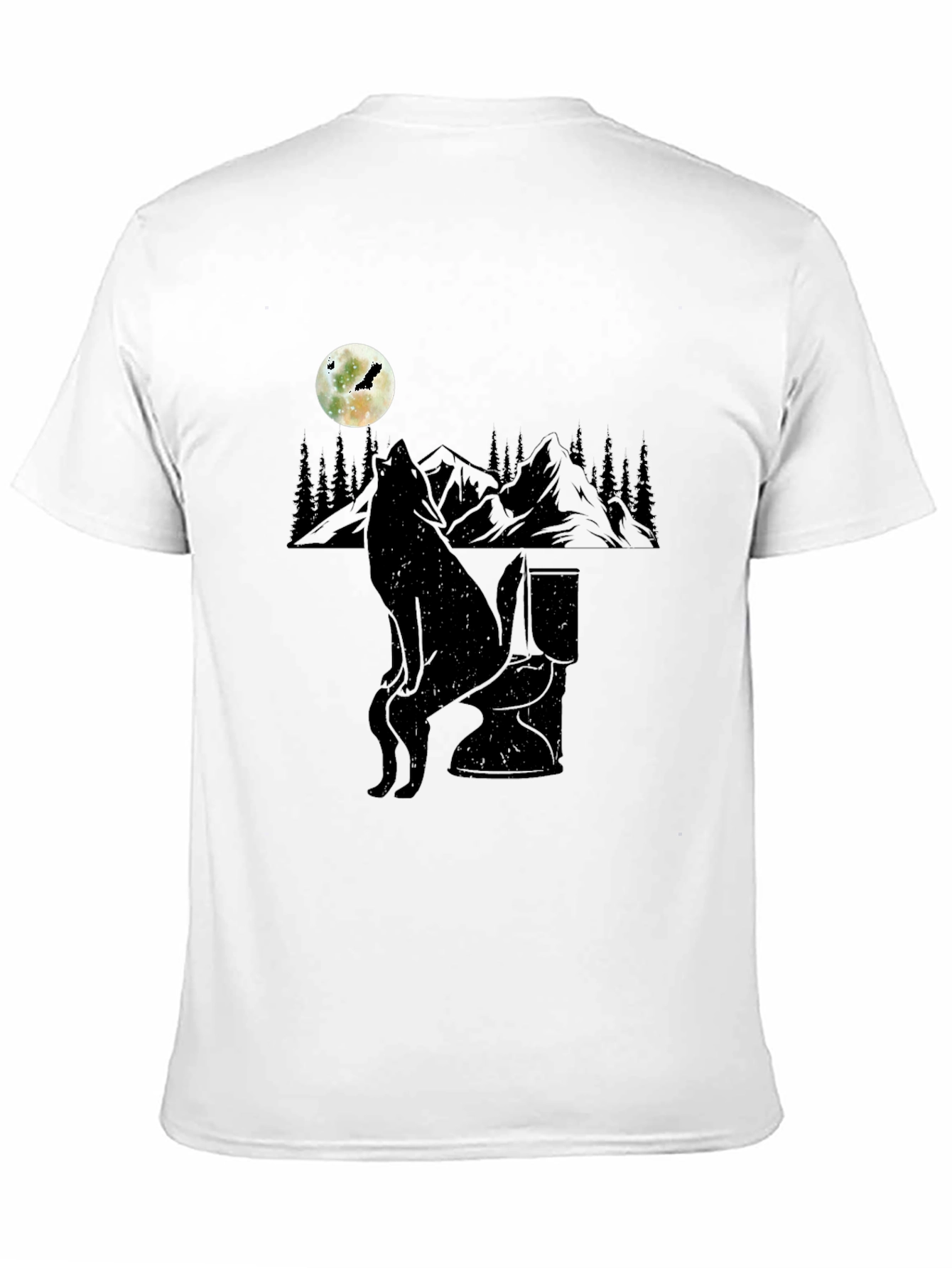 Wolf on Toilet T-Shirt - Moonlit Humor