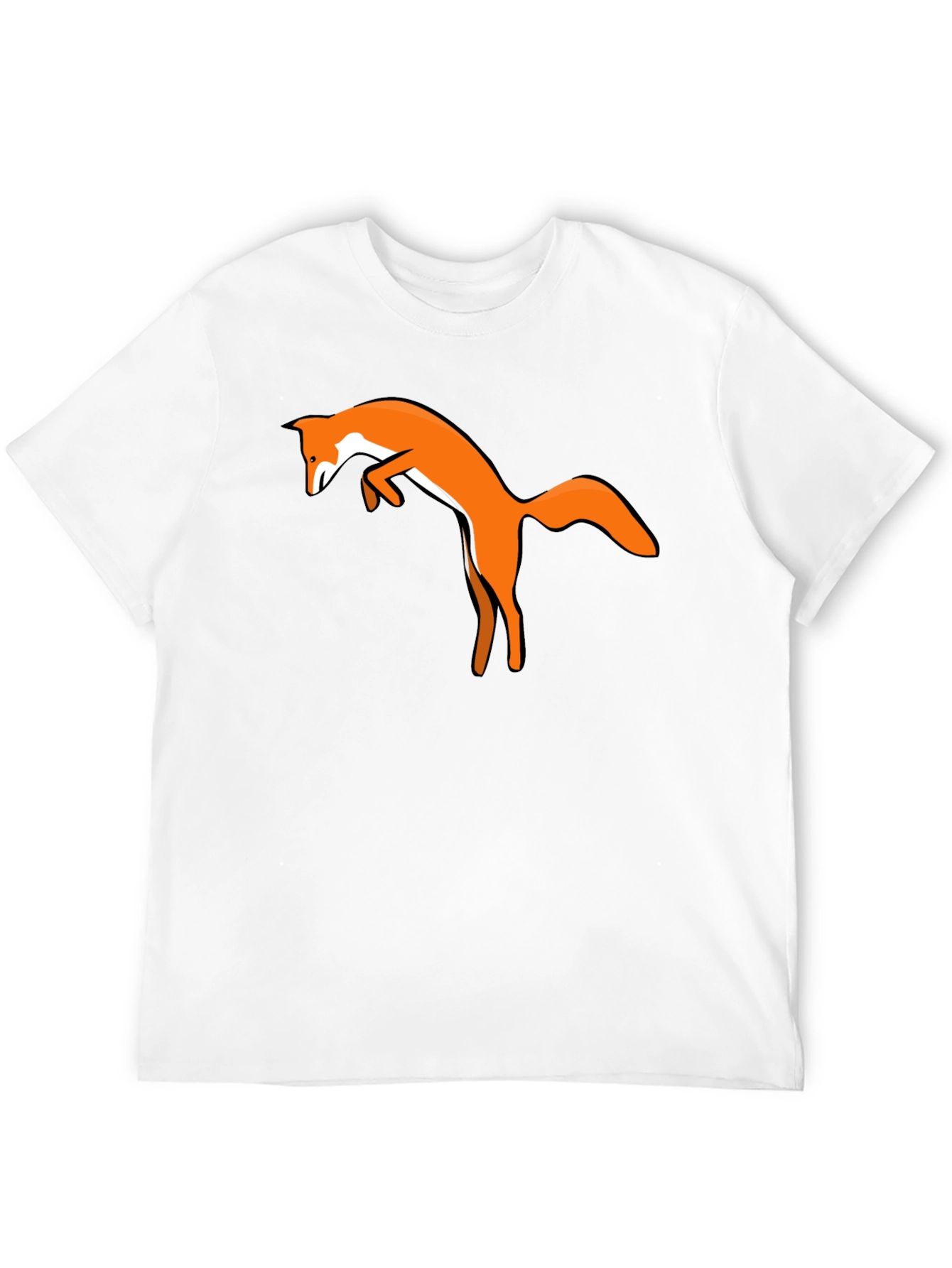 Black T-Shirt with Jumping Fox Design