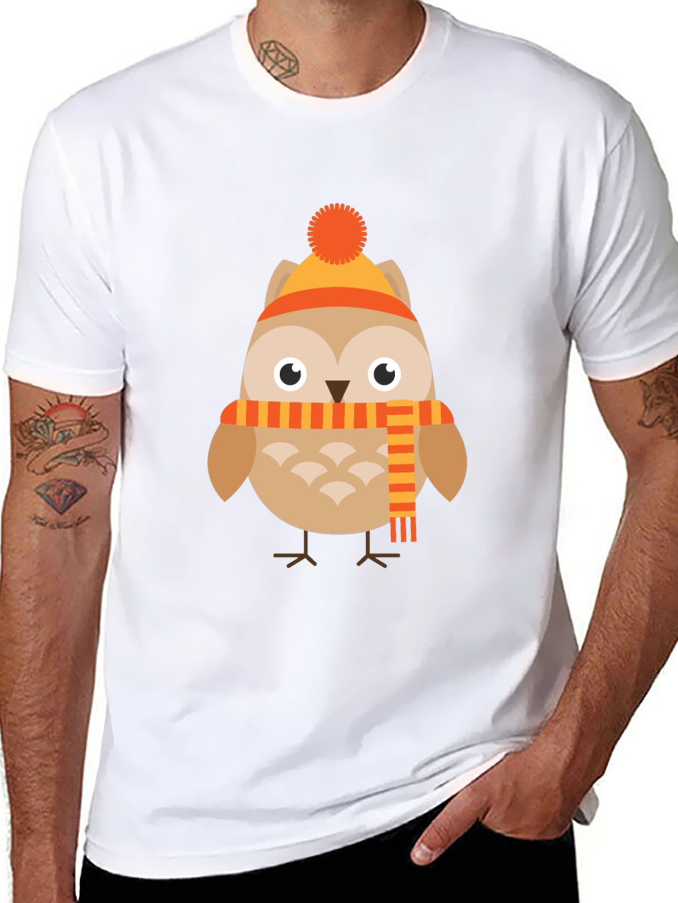 Owl in Winter Gear Graphic Tee