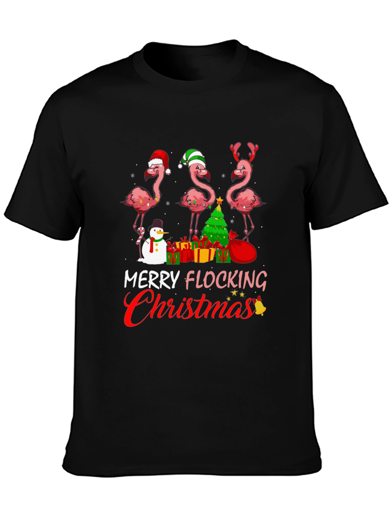 Merry Flocking Christmas Flamingo T-Shirt